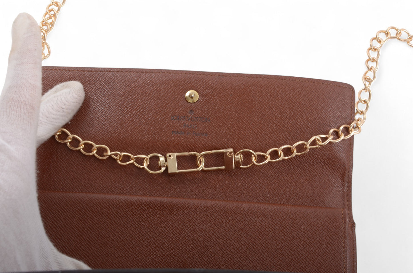 Louis Vuitton Sarah Monogram Wallet Vintage Leather Canvas Brown Crossbody Bag