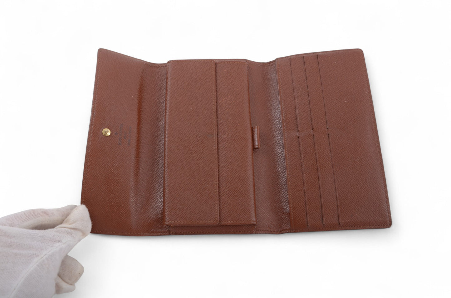 Louis Vuitton Sarah Monogram Wallet Vintage Leather Canvas Brown Crossbody Bag