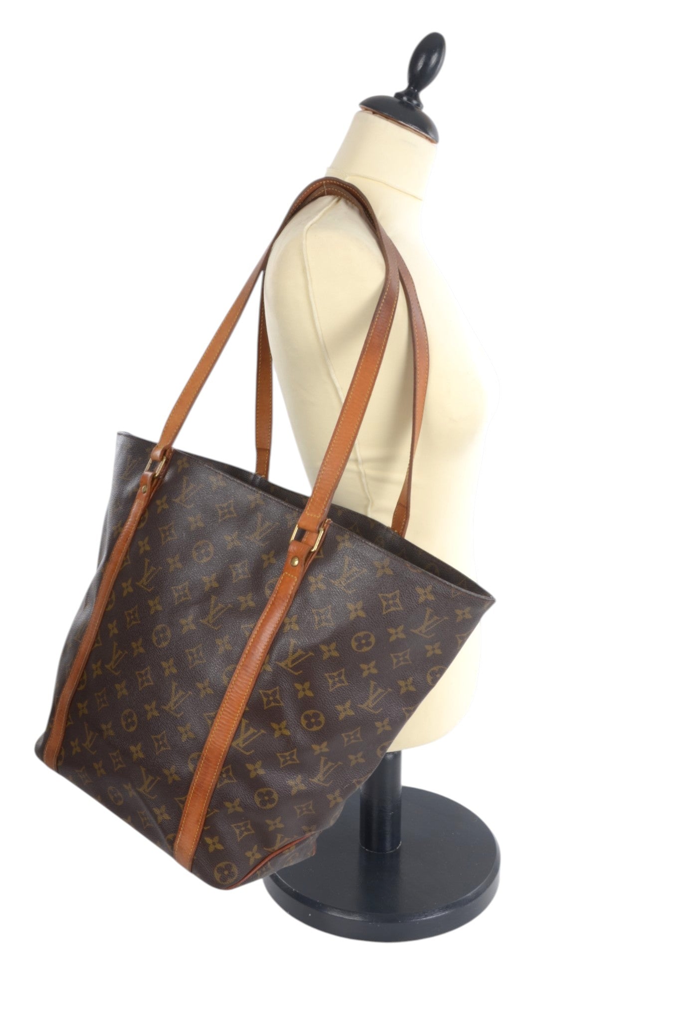 Louis Vuitton Vintage Sac Shopping Tote Shoulder Bag Handbag Monogram Canvas Vintage Designer Classic Authentic