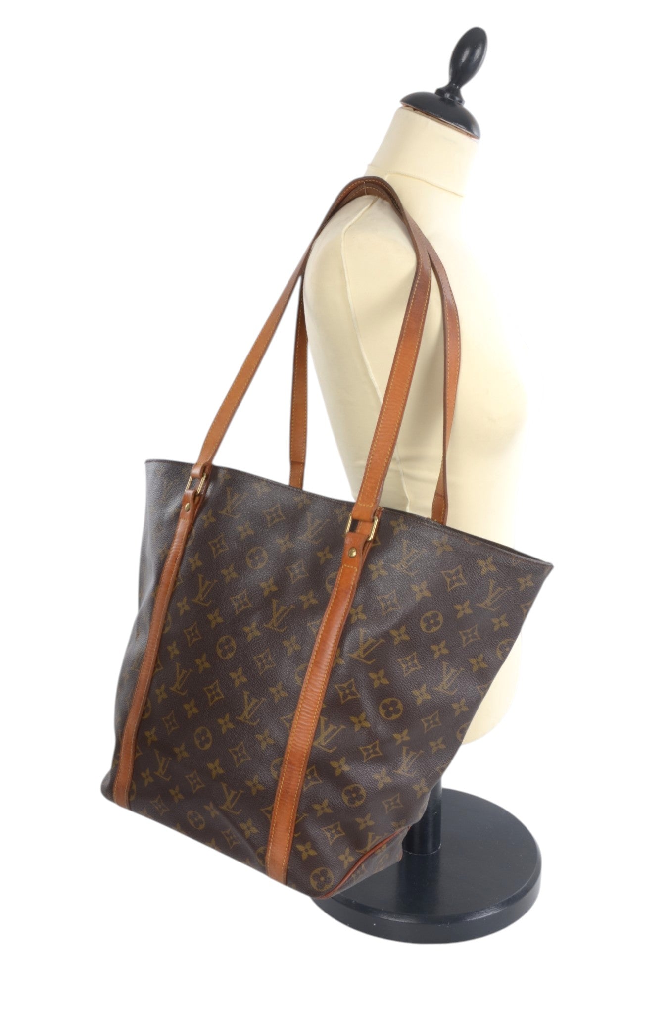 Louis Vuitton Vintage Sac Shopping Tote Shoulder Bag Handbag Monogram Canvas Vintage Designer Classic Authentic