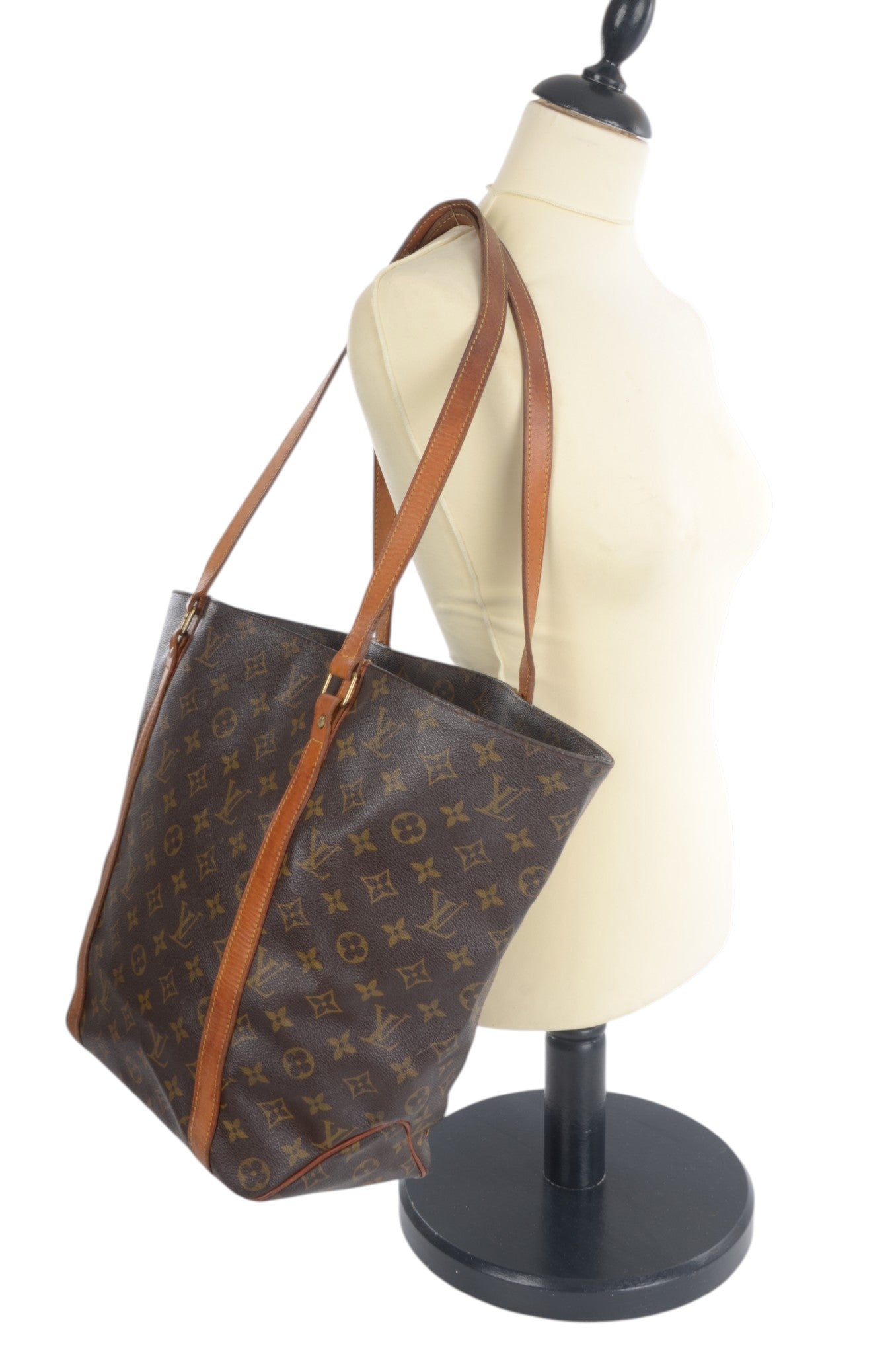 Louis Vuitton Vintage Sac Shopping Tote Shoulder Bag Handbag Monogram Canvas Vintage Designer Classic Authentic