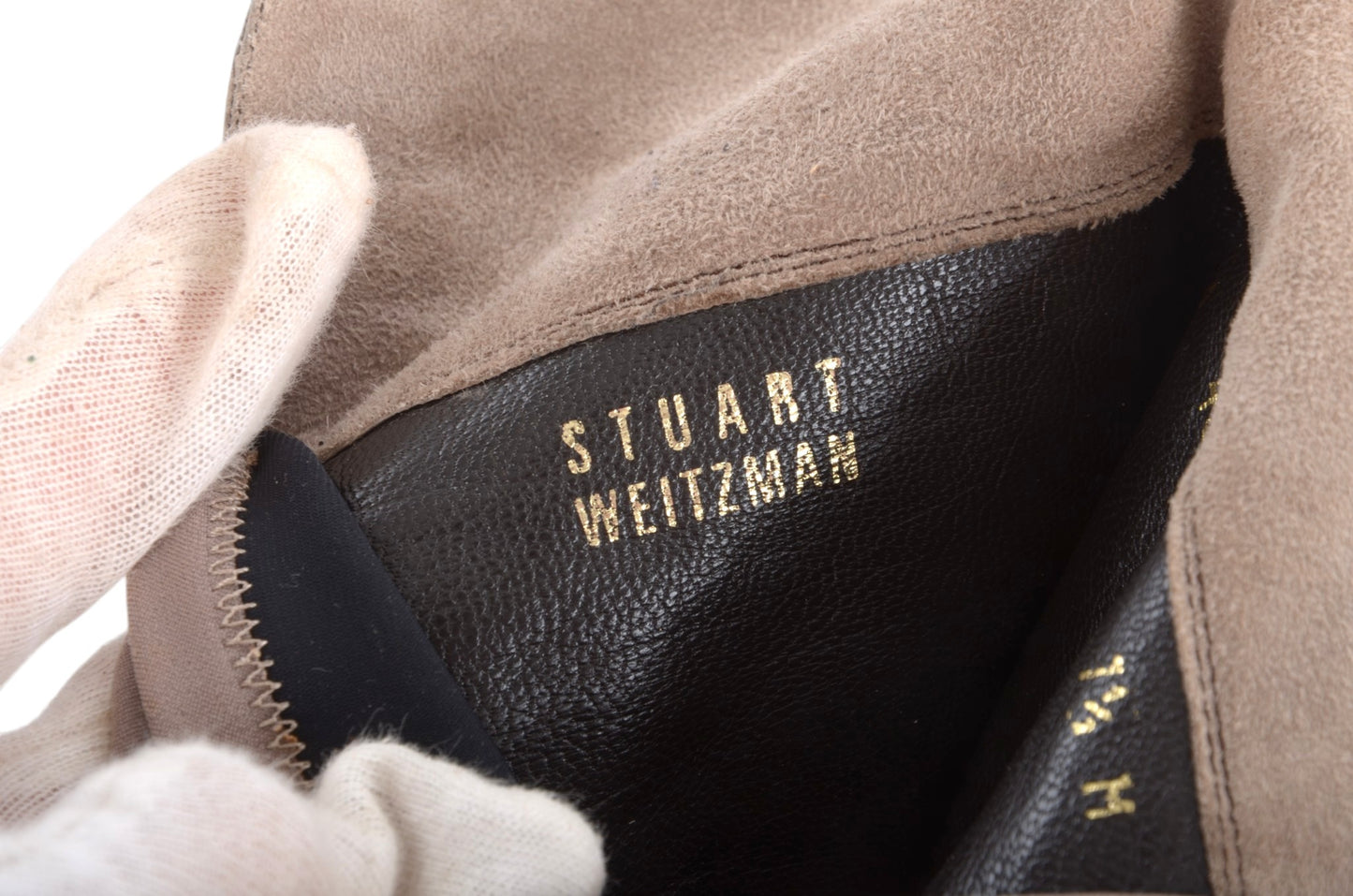 Stuart Weitzman Boots 5050 Beige Knee High Boots Suede Size 38,5 Designer Classic