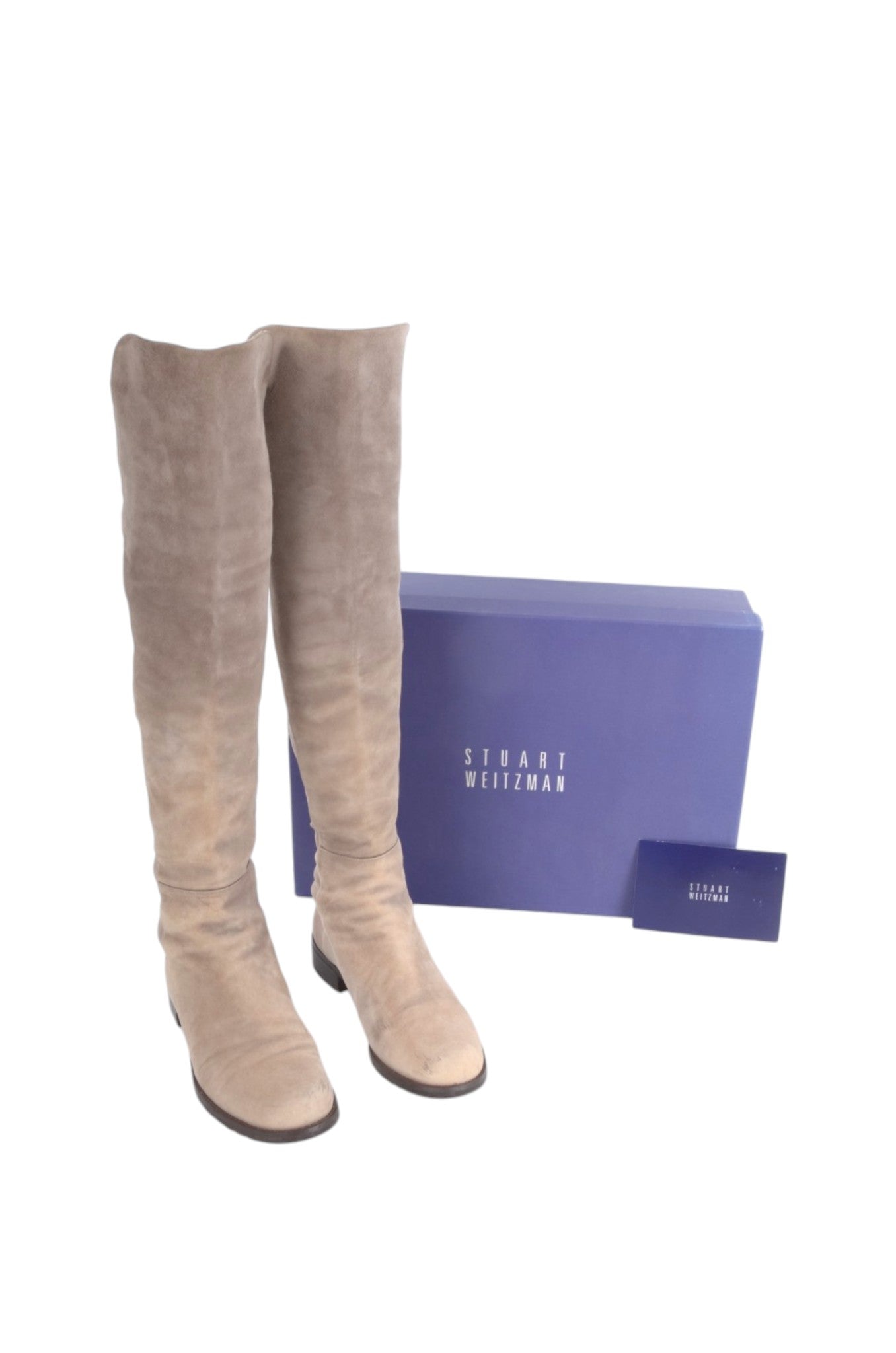 Stuart Weitzman Boots 5050 Beige Knee High Boots Suede Size 38,5 Designer Classic