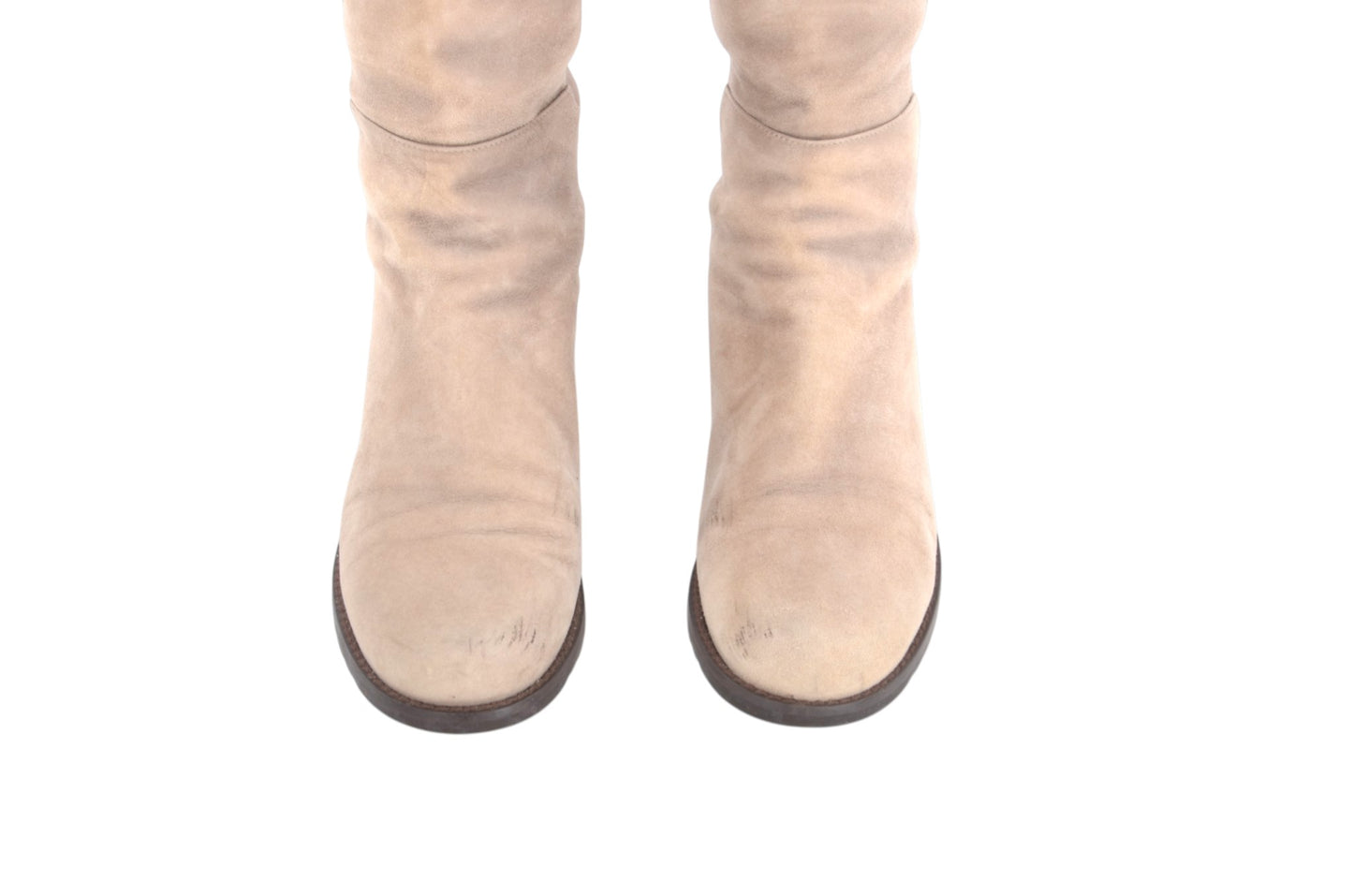 Stuart Weitzman Boots 5050 Beige Knee High Boots Suede Size 38,5 Designer Classic