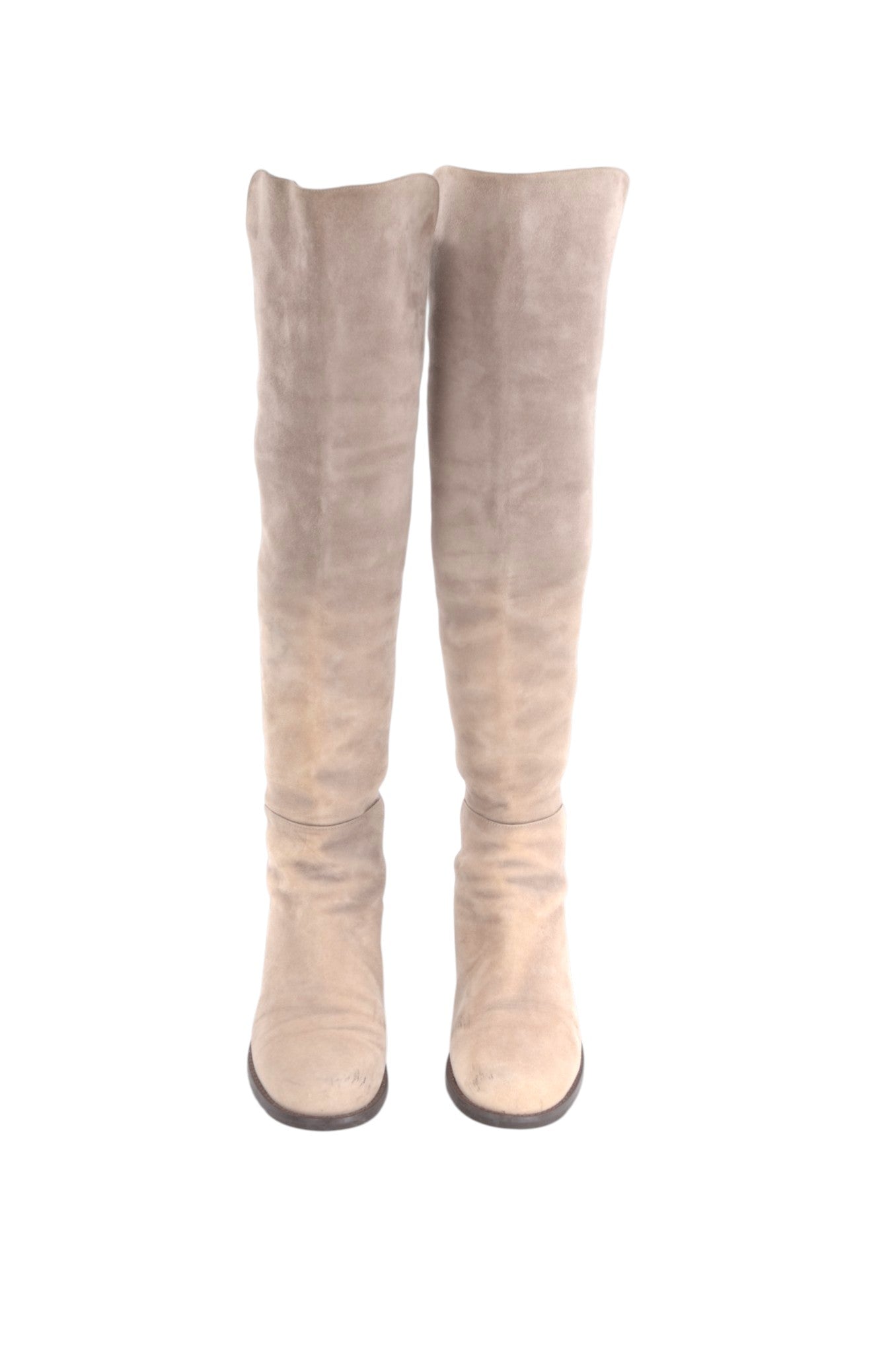 Stuart Weitzman Boots 5050 Beige Knee High Boots Suede Size 38,5 Designer Classic