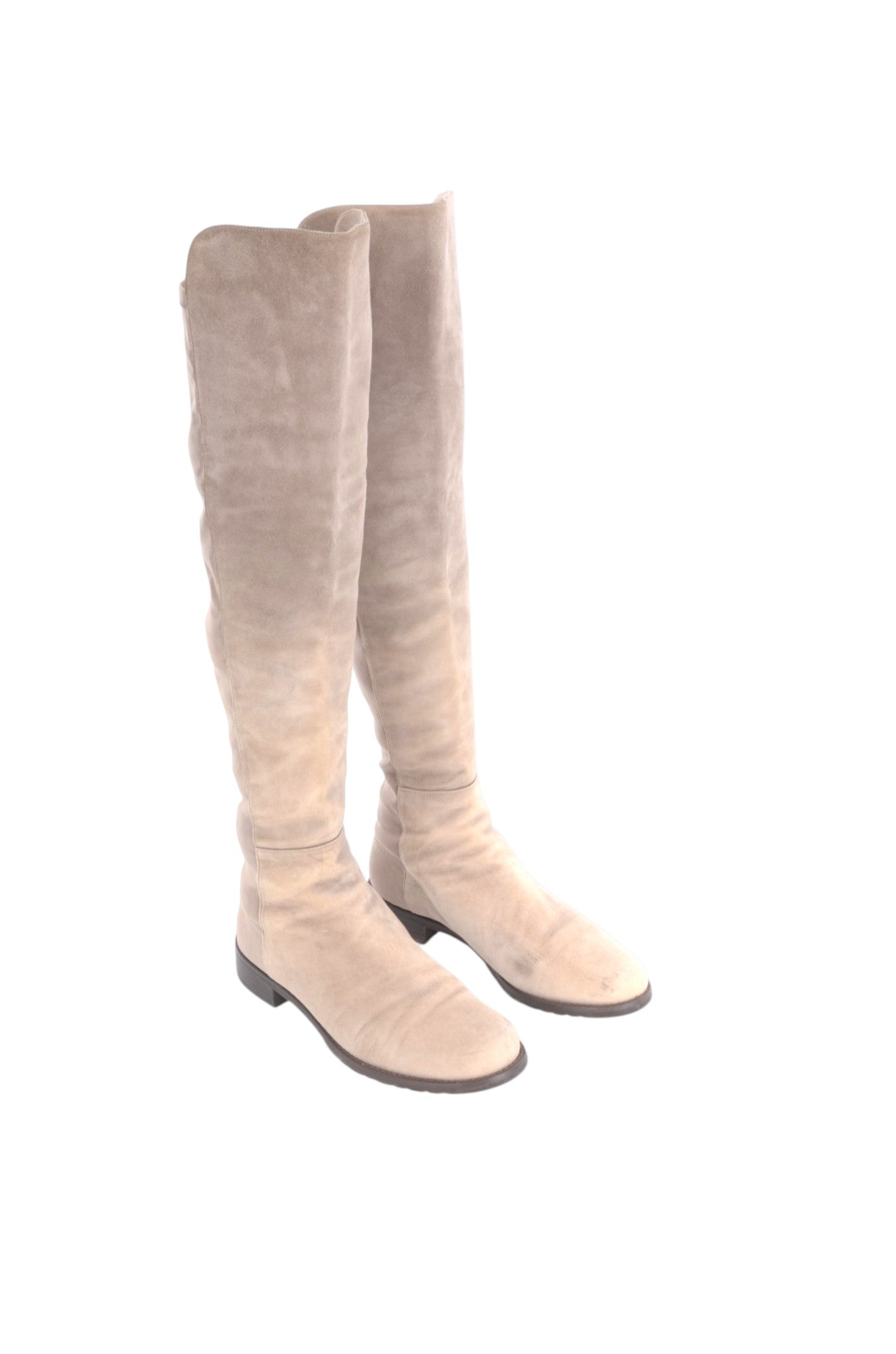 Stuart Weitzman Boots 5050 Beige Knee High Boots Suede Size 38,5 Designer Classic