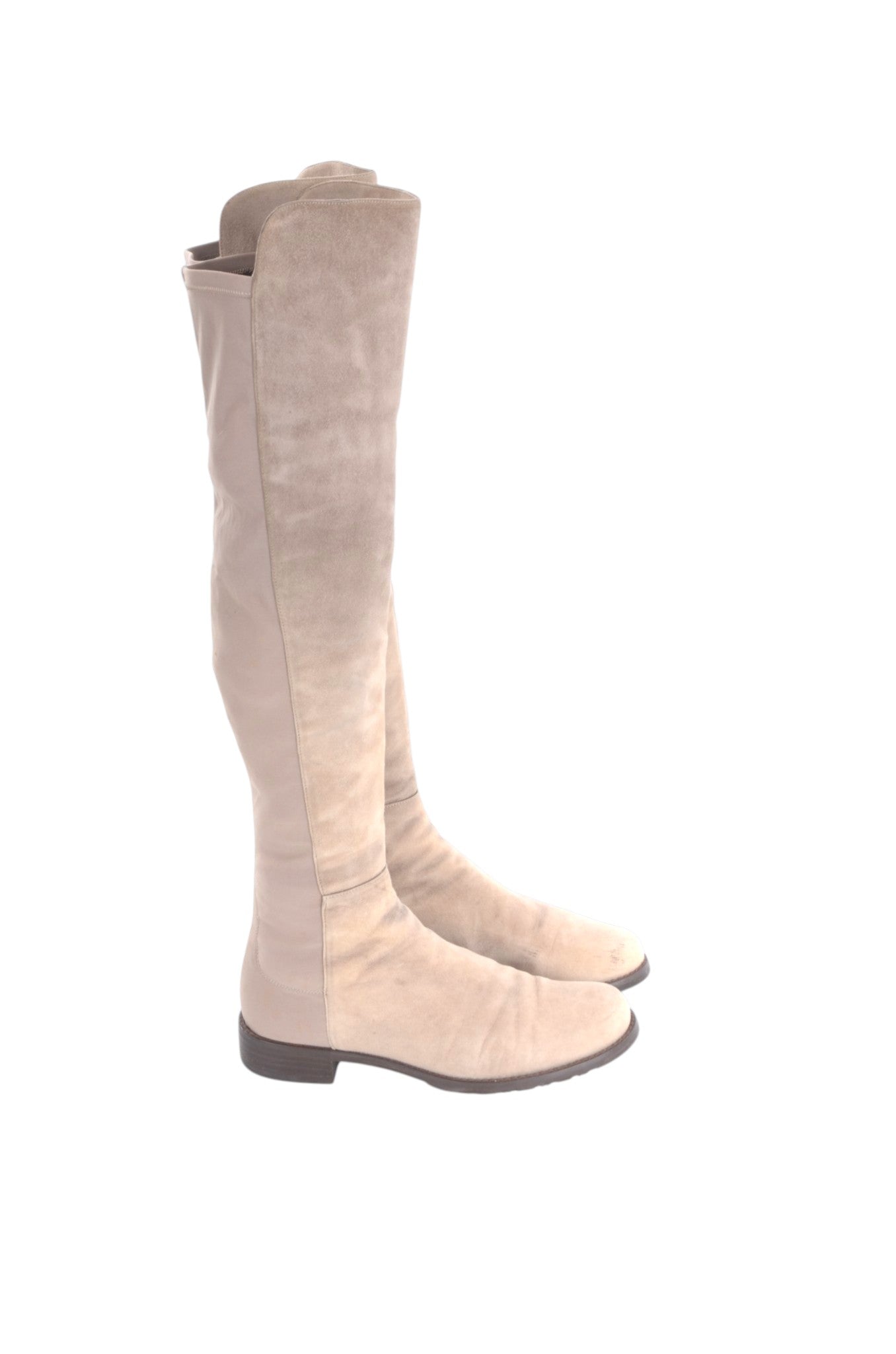 Stuart Weitzman Boots 5050 Beige Knee High Boots Suede Size 38,5 Designer Classic