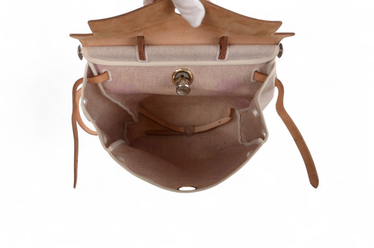 Hermès Herbag Backpack Bag Leather Canvas Toile Ash Vintage Beige Brown Vintage