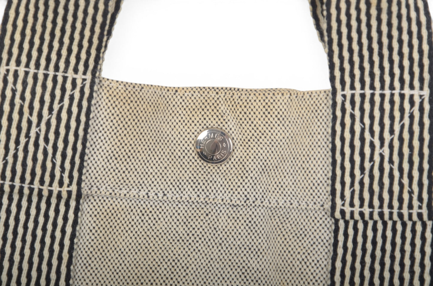 Hermès Fourre-Tout MM Tote Cotton Beige Canvas Herline Bag Handbag Striped Designer Classic