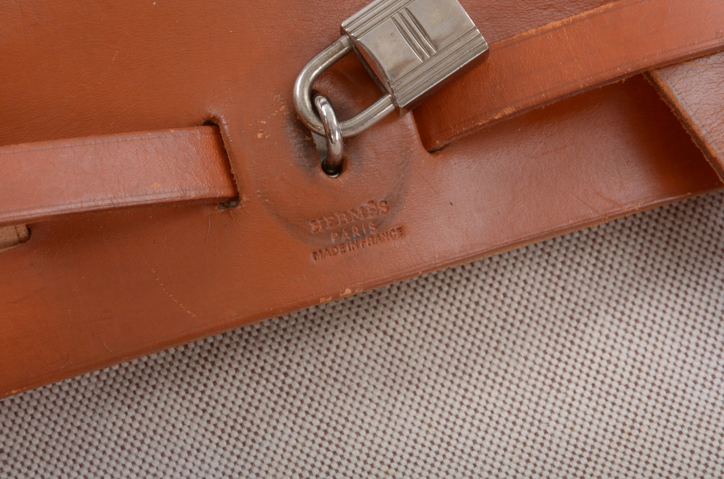 Hermès Herbag Backpack Bag Leather Canvas Toile Ash Vintage Beige Brown Vintage