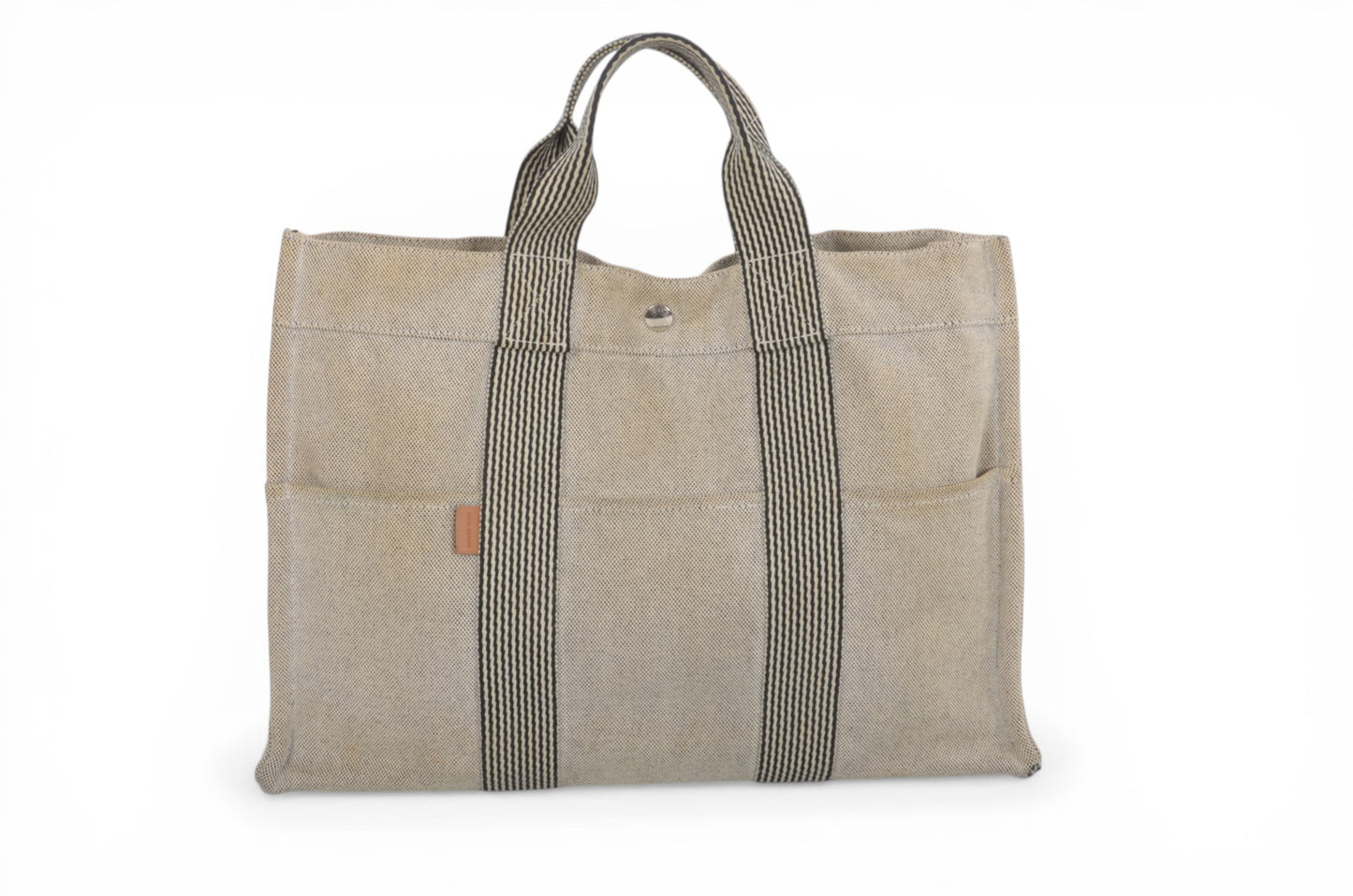 Hermès Fourre-Tout MM Tote Cotton Beige Canvas Herline Bag Handbag Striped Designer Classic