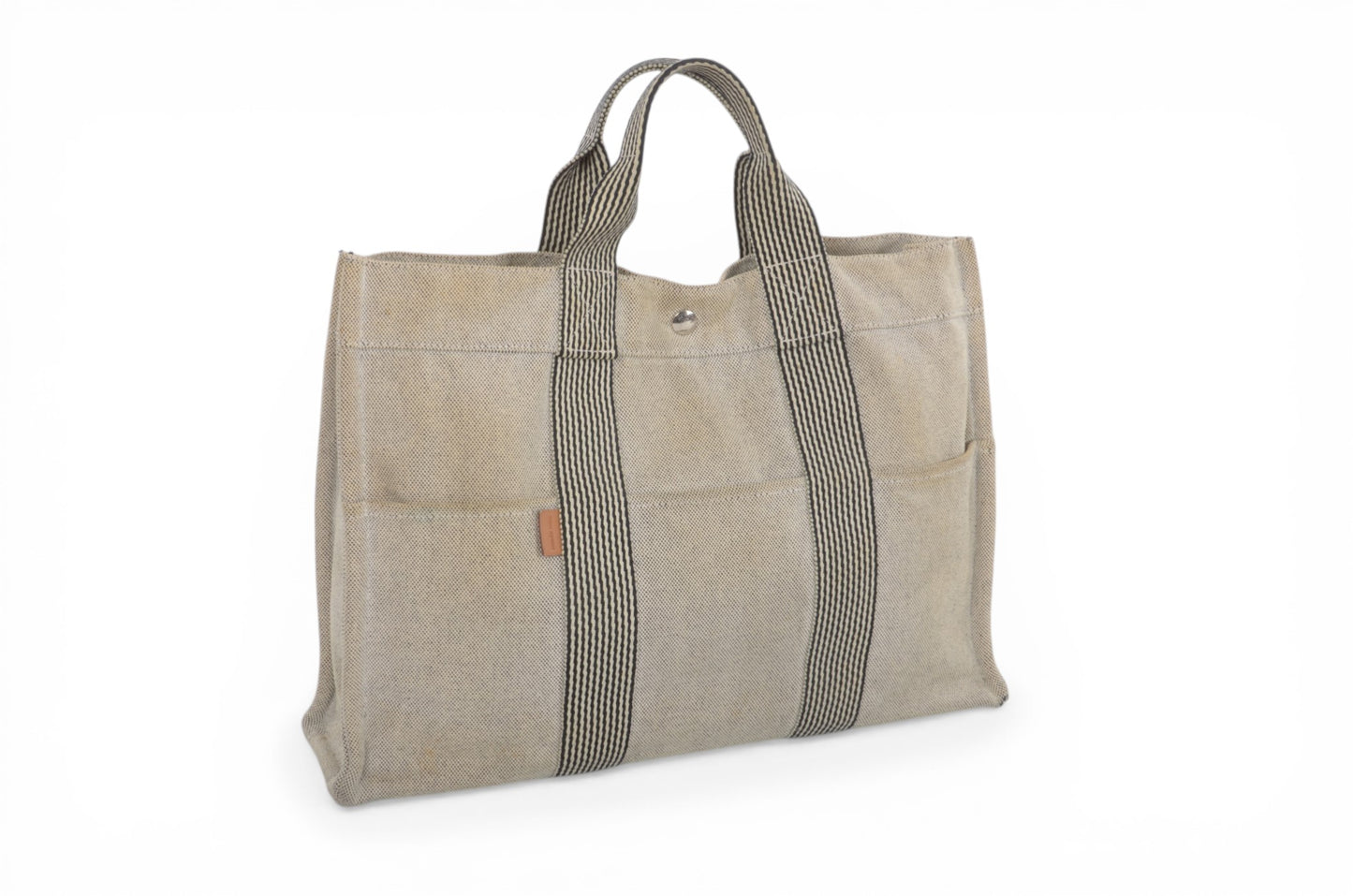Hermès Fourre-Tout MM Tote Cotton Beige Canvas Herline Bag Handbag Striped Designer Classic