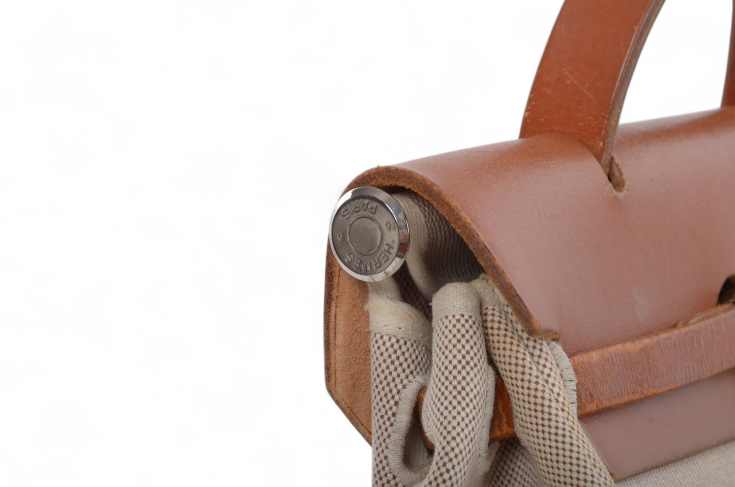 Hermès Herbag Backpack Bag Leather Canvas Toile Ash Vintage Beige Brown Vintage