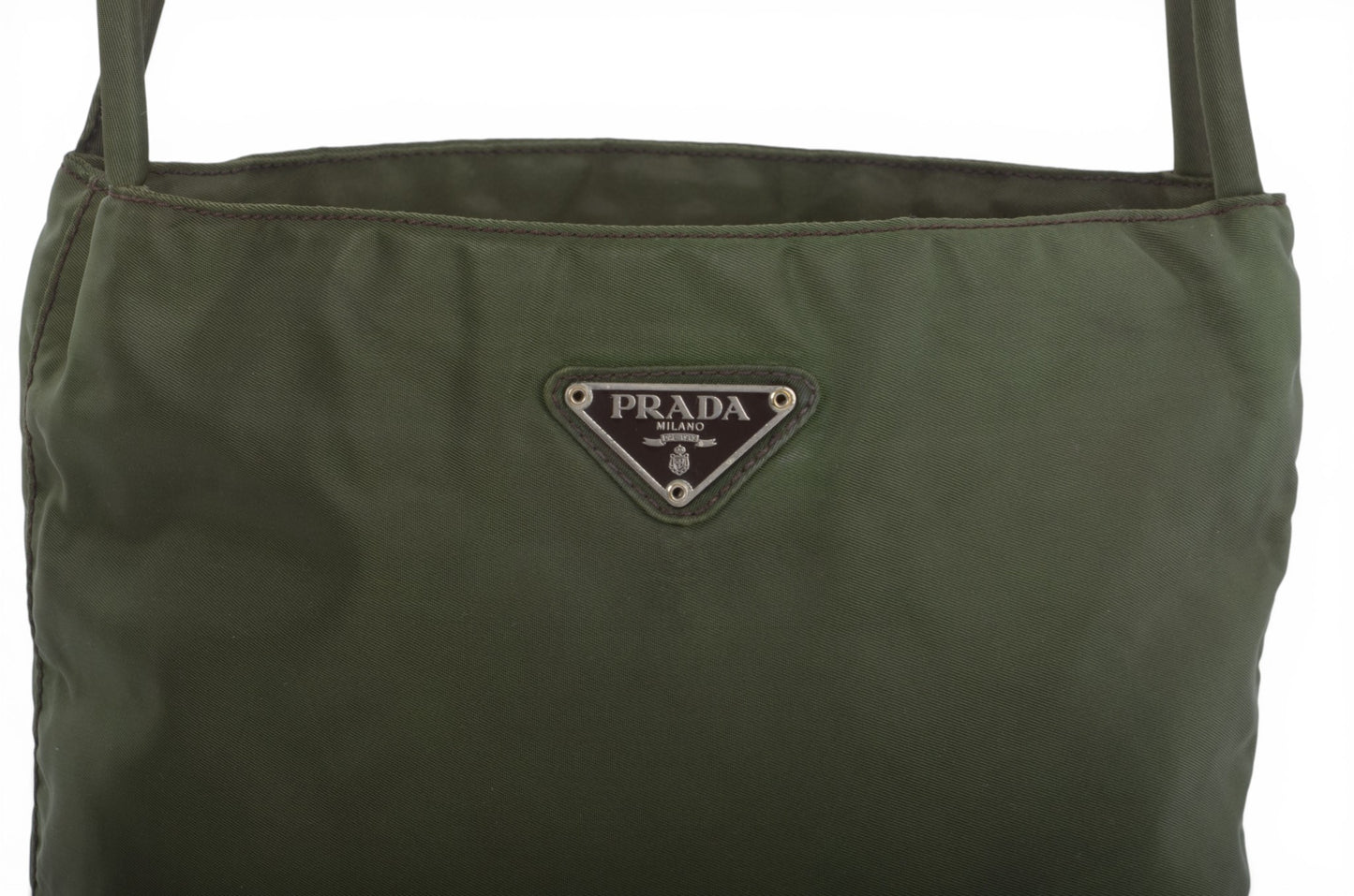 Prada Shoulder Bag Vintage Tessuto Nylon Handbag Khaki Green Designer Classic Authentic
