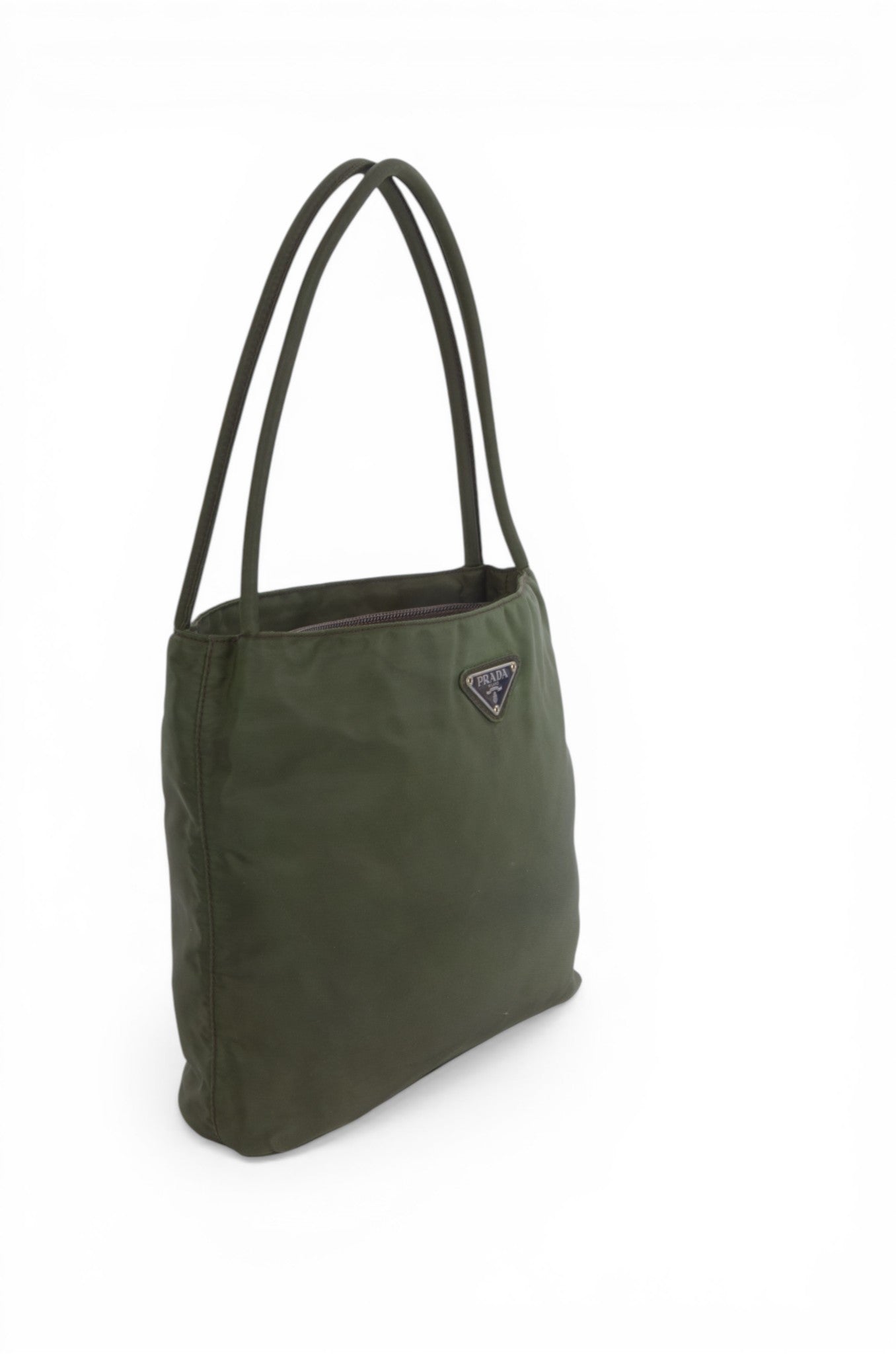 Prada Shoulder Bag Vintage Tessuto Nylon Handbag Khaki Green Designer Classic Authentic