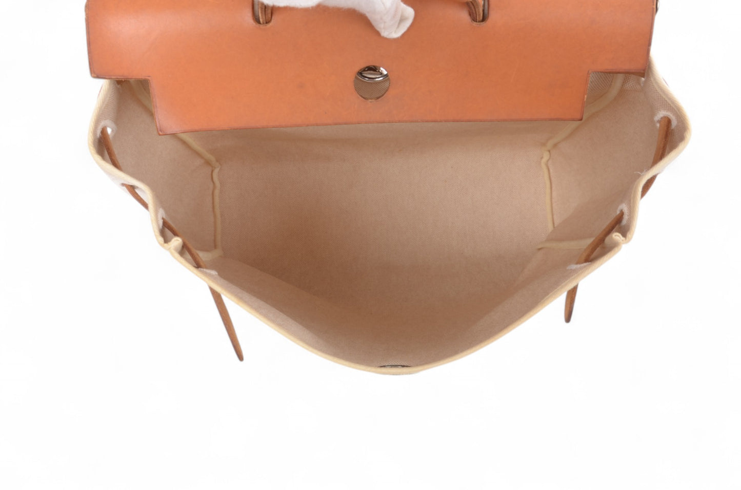 Hermès Herbag Shoulder Bag Engraved 2WAY Crossbody Tote Handbag Leather Beige Brown