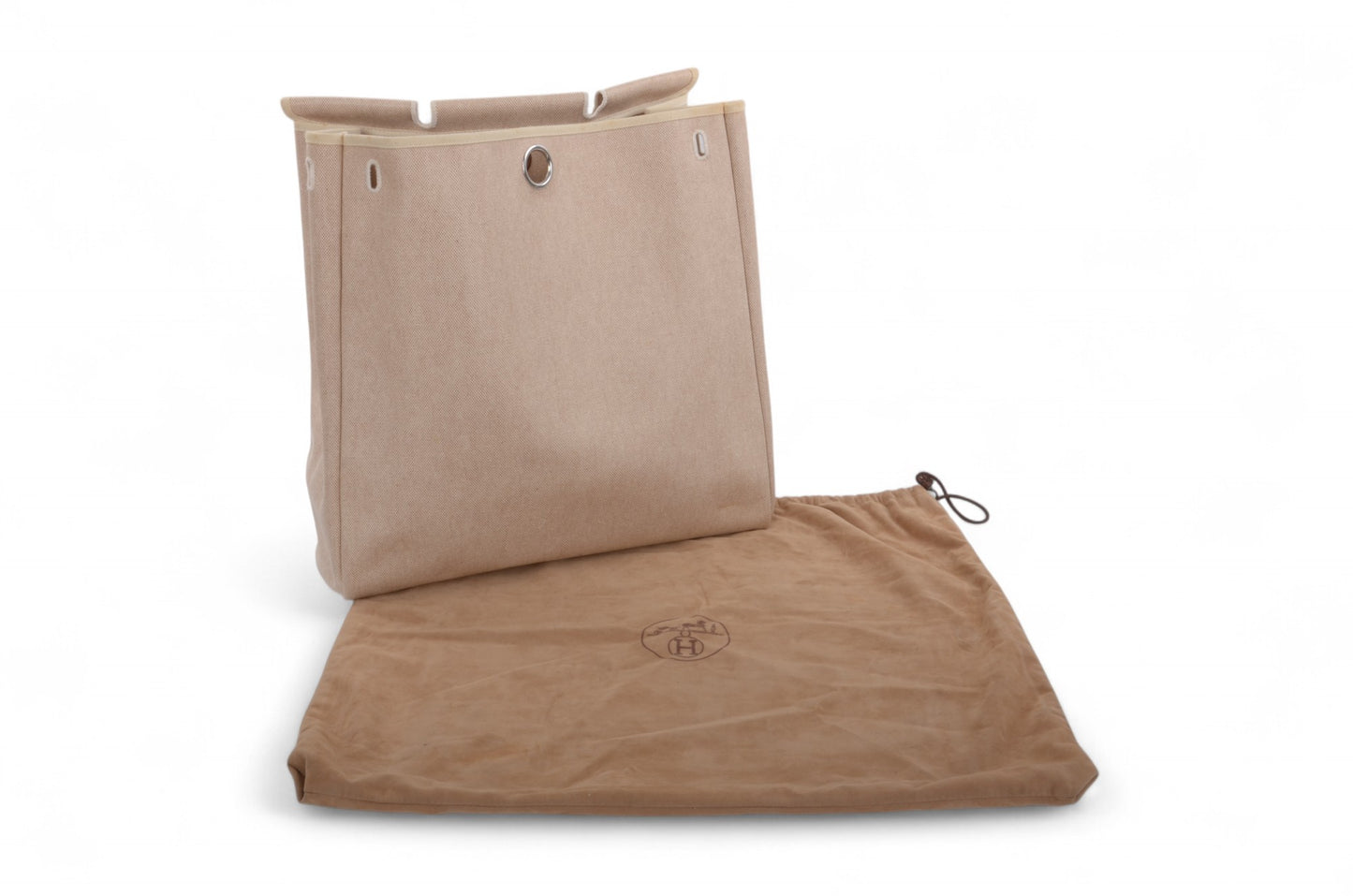 Hermès Herbag Shoulder Bag Engraved 2WAY Crossbody Tote Handbag Leather Beige Brown