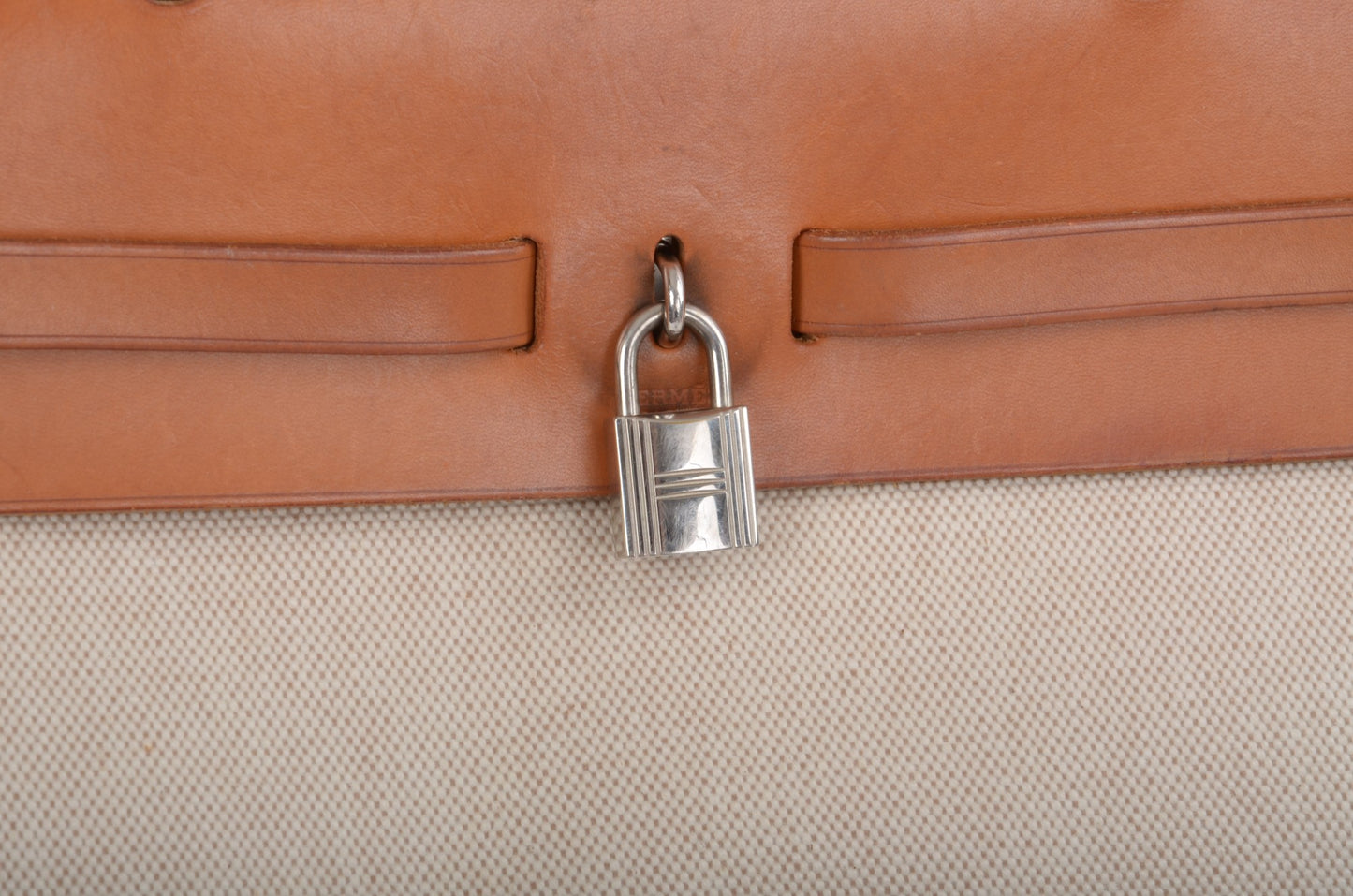 Hermès Herbag Shoulder Bag Engraved 2WAY Crossbody Tote Handbag Leather Beige Brown