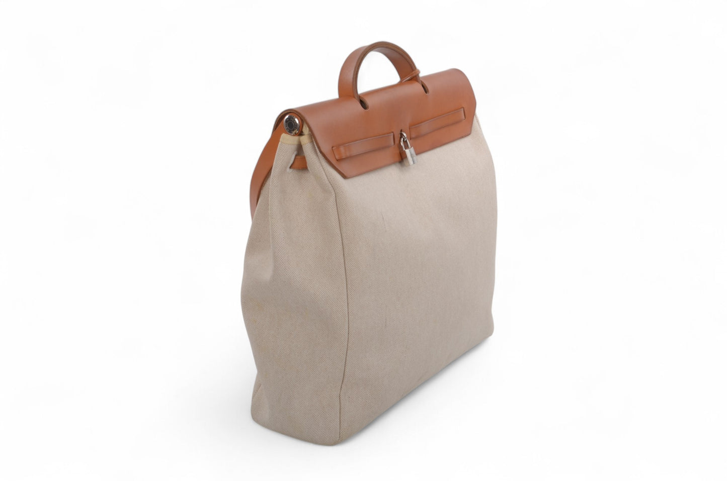 Hermès Herbag Shoulder Bag Engraved 2WAY Crossbody Tote Handbag Leather Beige Brown