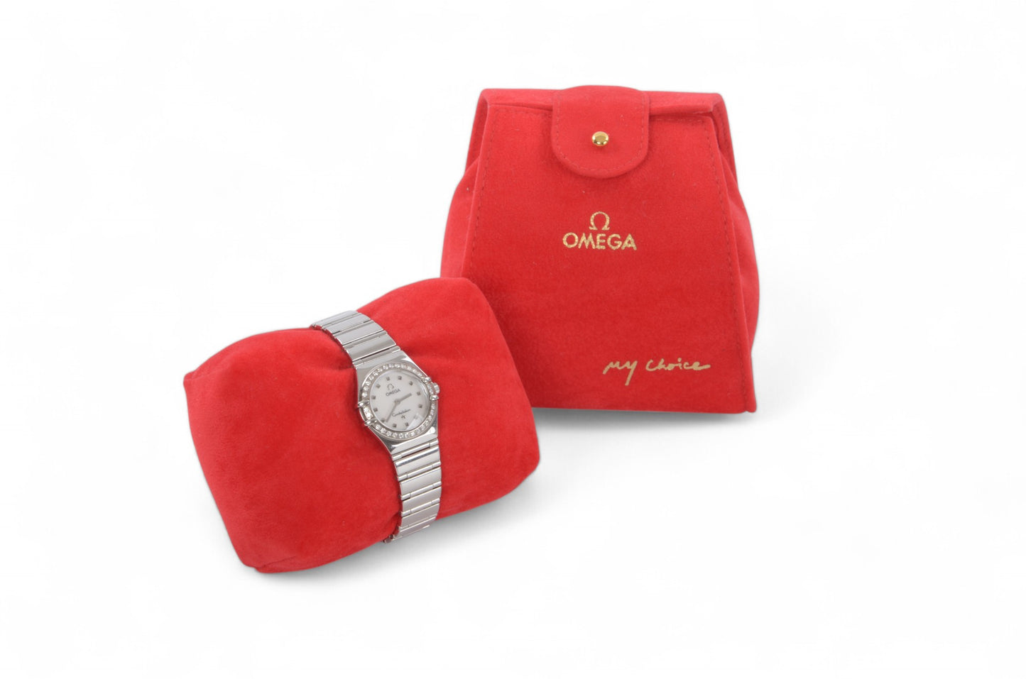 Omega Constellation Mini My Choice Diamond Bezel QZ Shell Dial Ladies Watch