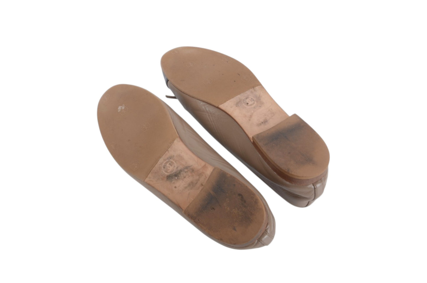 Chanel Ballet Flats Shoes Ballerina Ballet Flat Pumps Ribbon Leather Vintage Size 39C