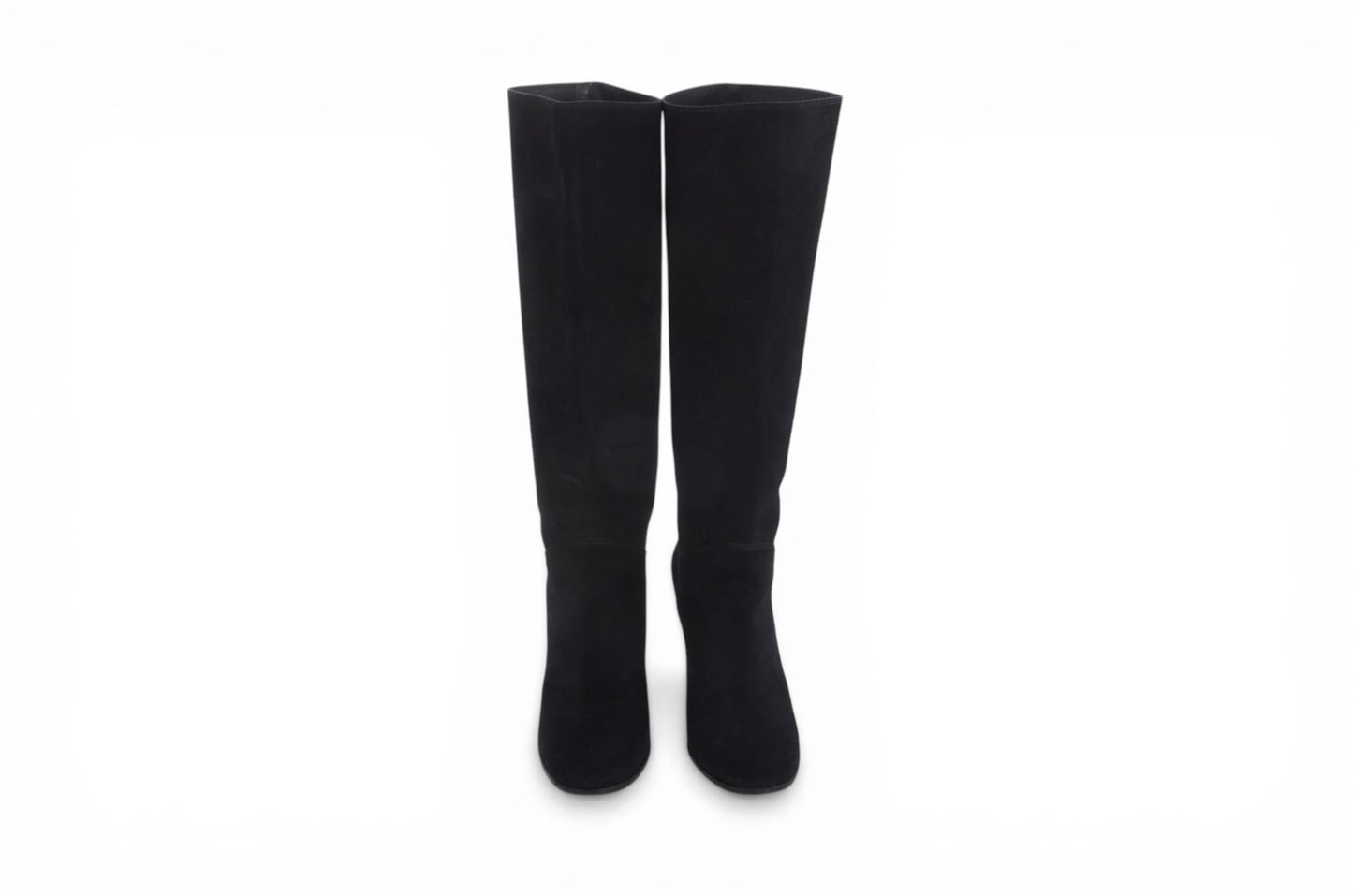 Chanel Long Boots Black Chunky Heel Logo Women's Shoes Vintage Designer Classic Authentic Size 36,5C