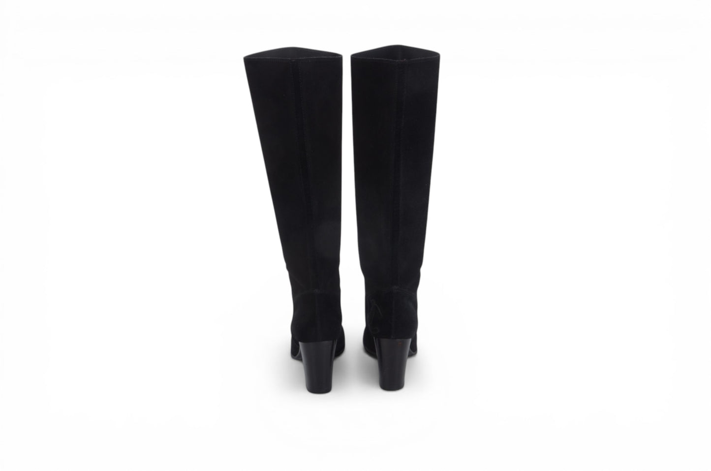 Chanel Long Boots Black Chunky Heel Logo Women's Shoes Vintage Designer Classic Authentic Size 36,5C