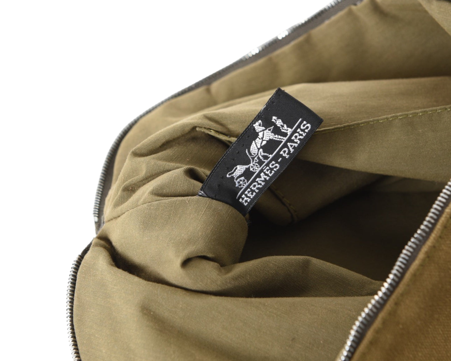 Hermès Bolide Medium Case Pouch Toiletry Make Up Bag 100% cotton Green Olive