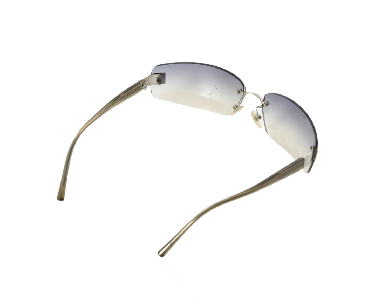 Chanel Ombre Gradient Rimless Blue Glass CC Logo Vintage Sunglasses Glasses