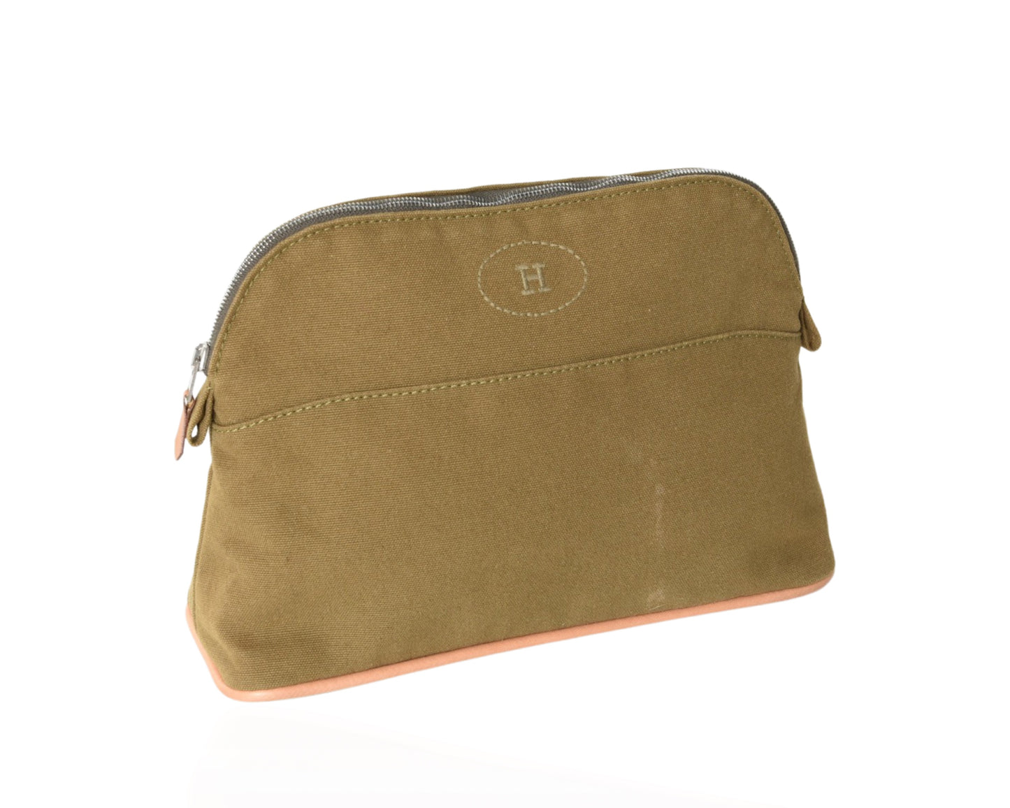 Hermès Bolide Medium Case Pouch Toiletry Make Up Bag 100% cotton Green Olive