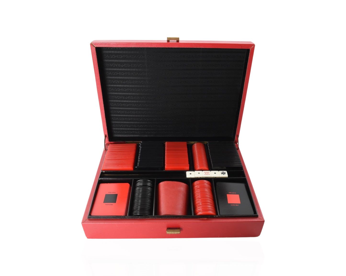Prada Saffiano Red Leather Poker Set Playing Cards Game