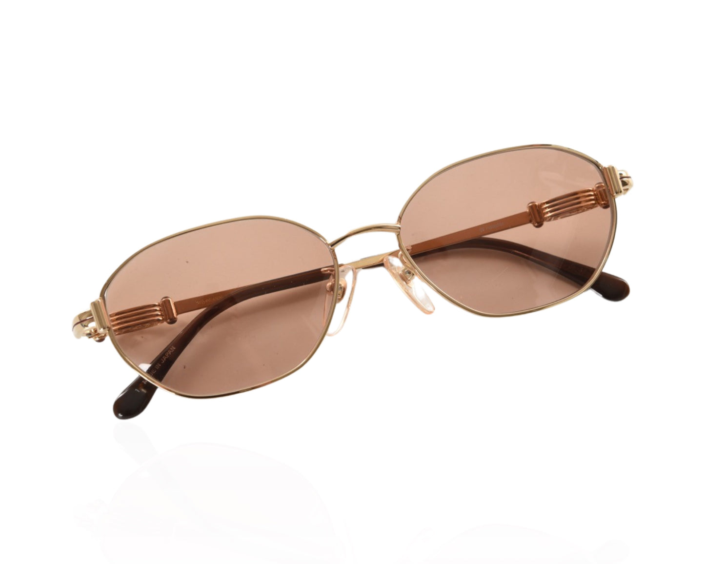 Yves Saint Laurent YSL Sunglasses Glasses Logo Women's Gold Brown