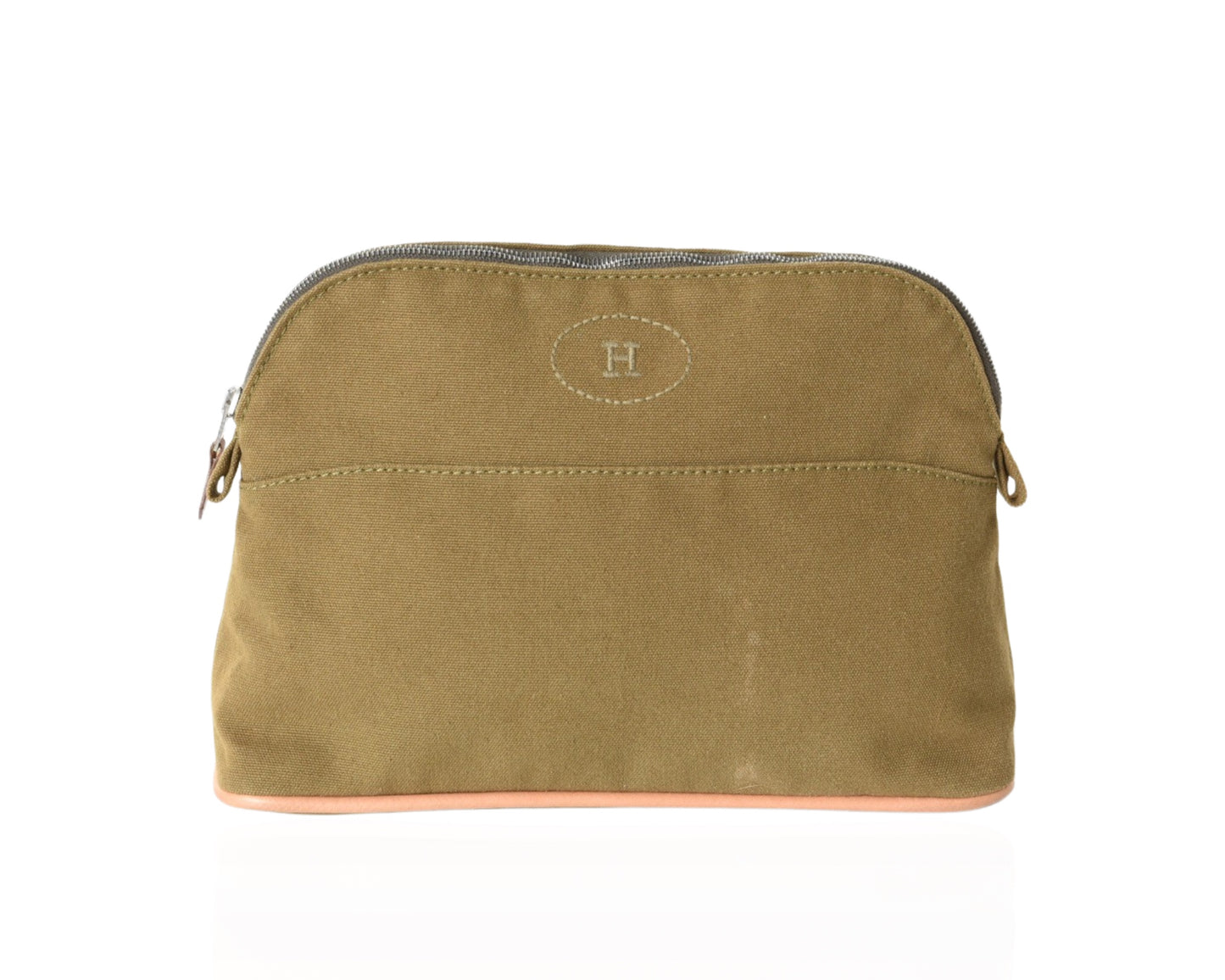 Hermès Bolide Medium Case Pouch Toiletry Make Up Bag 100% cotton Green Olive