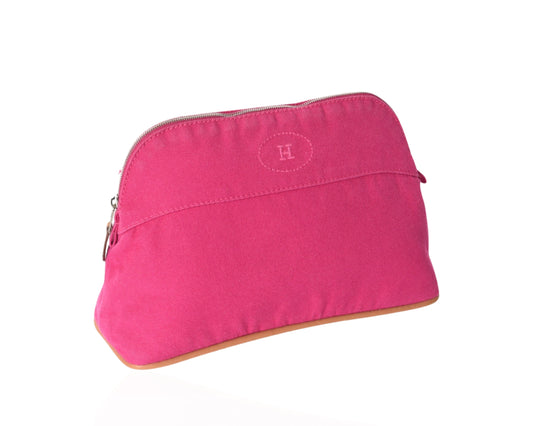 Hermès Bolide Medium Case Pouch Toiletry Make Up Bag 100% cotton Pink Cerise