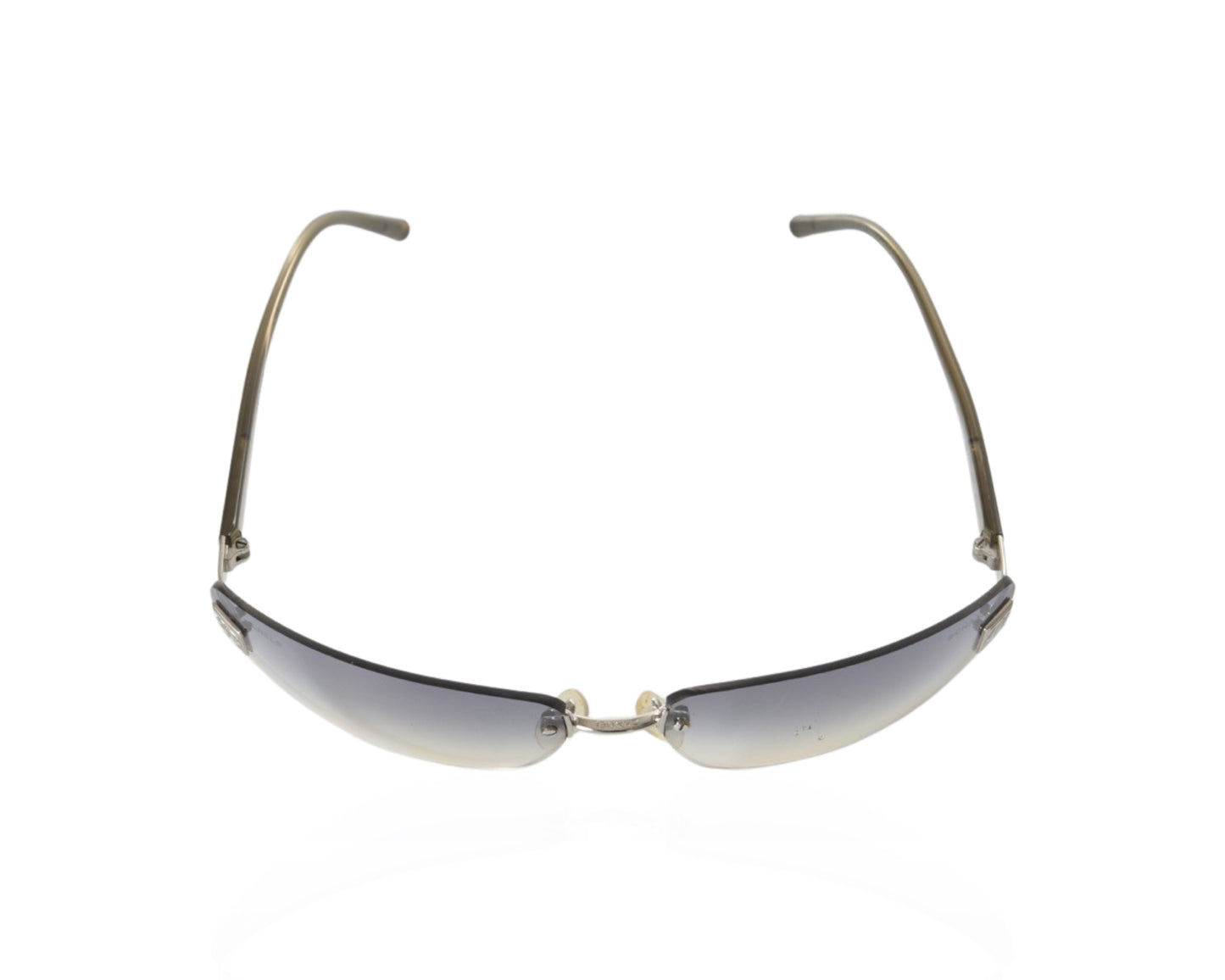 Chanel Ombre Gradient Rimless Blue Glass CC Logo Vintage Sunglasses Glasses