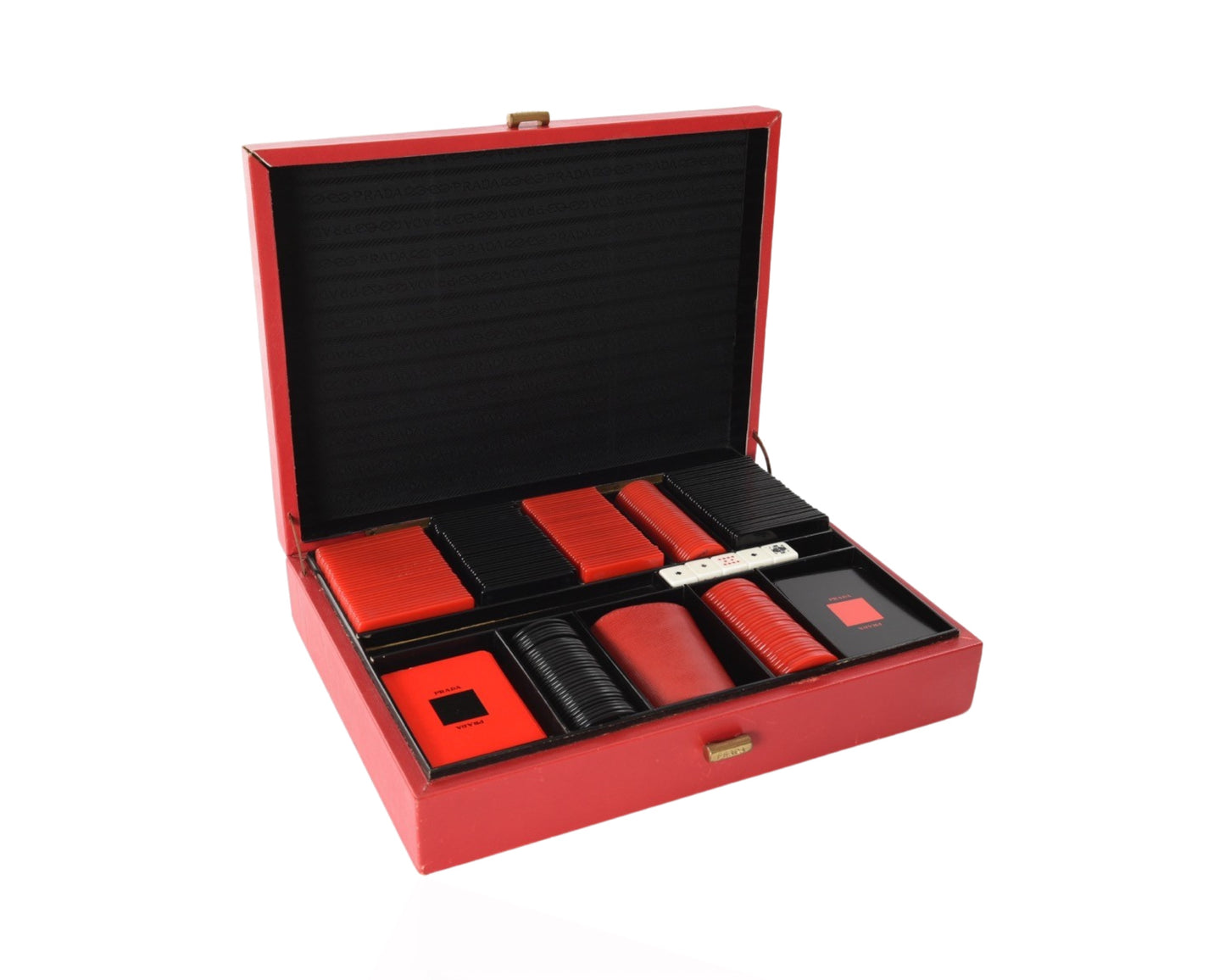 Prada Saffiano Red Leather Poker Set Playing Cards Game