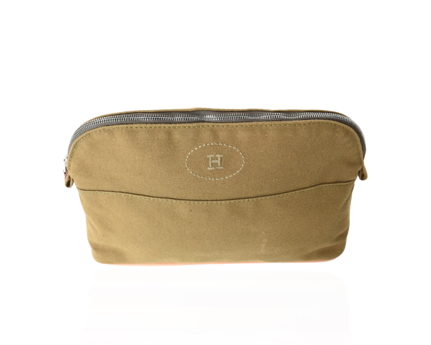 Hermès Bolide Medium Case Pouch Toiletry Make Up Bag 100% cotton Green Olive
