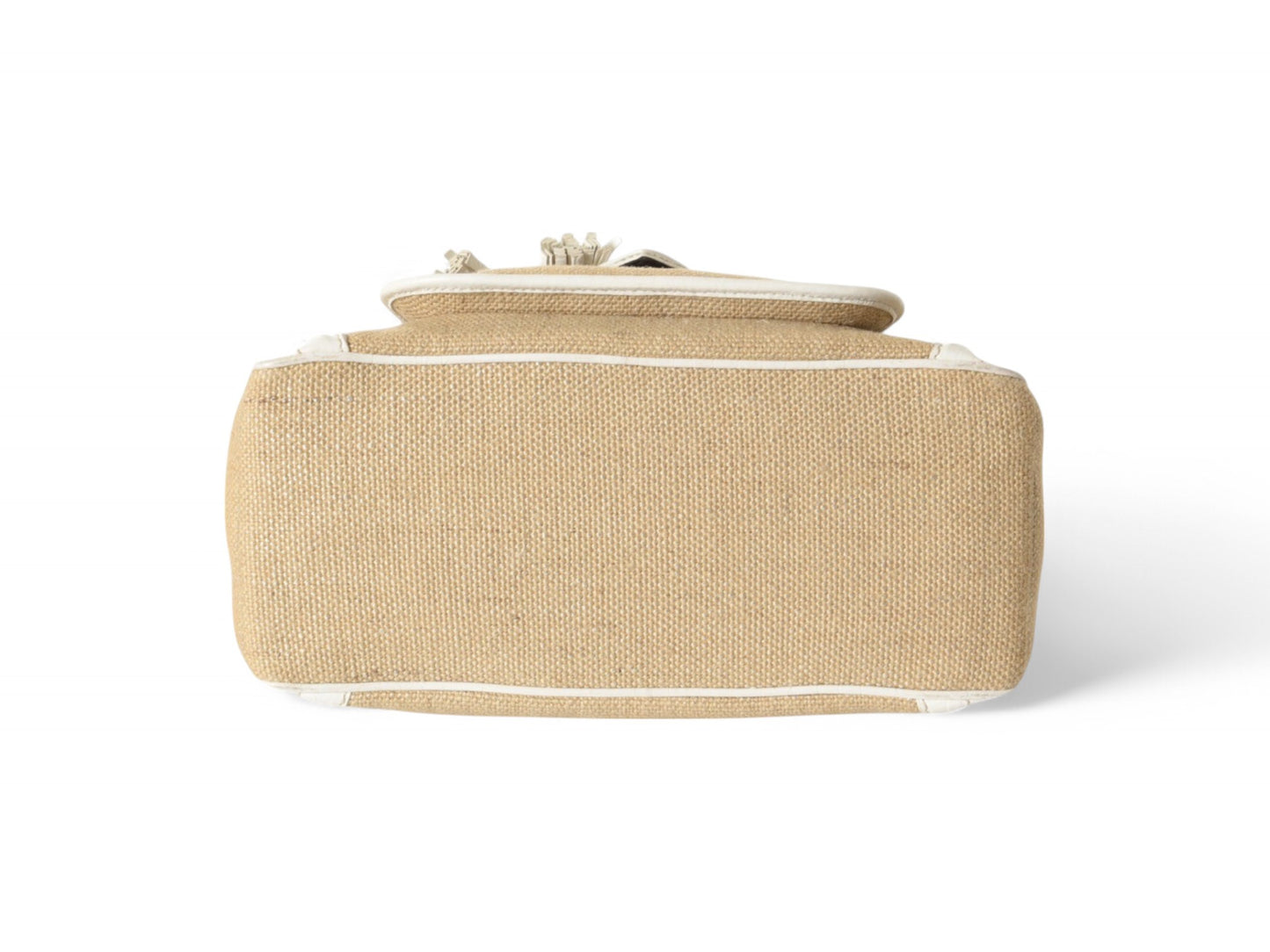 Celine Raffia Boogie Bag Handbag Beachbag Beach Triomphe Vintage White Brown