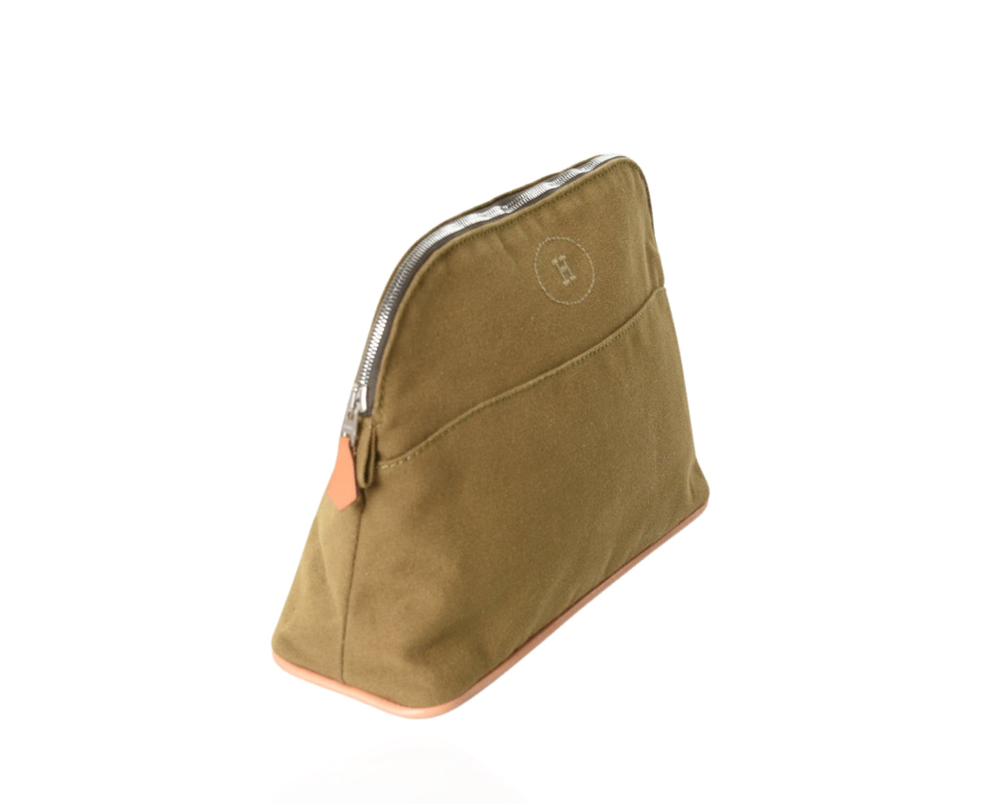 Hermès Bolide Medium Case Pouch Toiletry Make Up Bag 100% cotton Green Olive