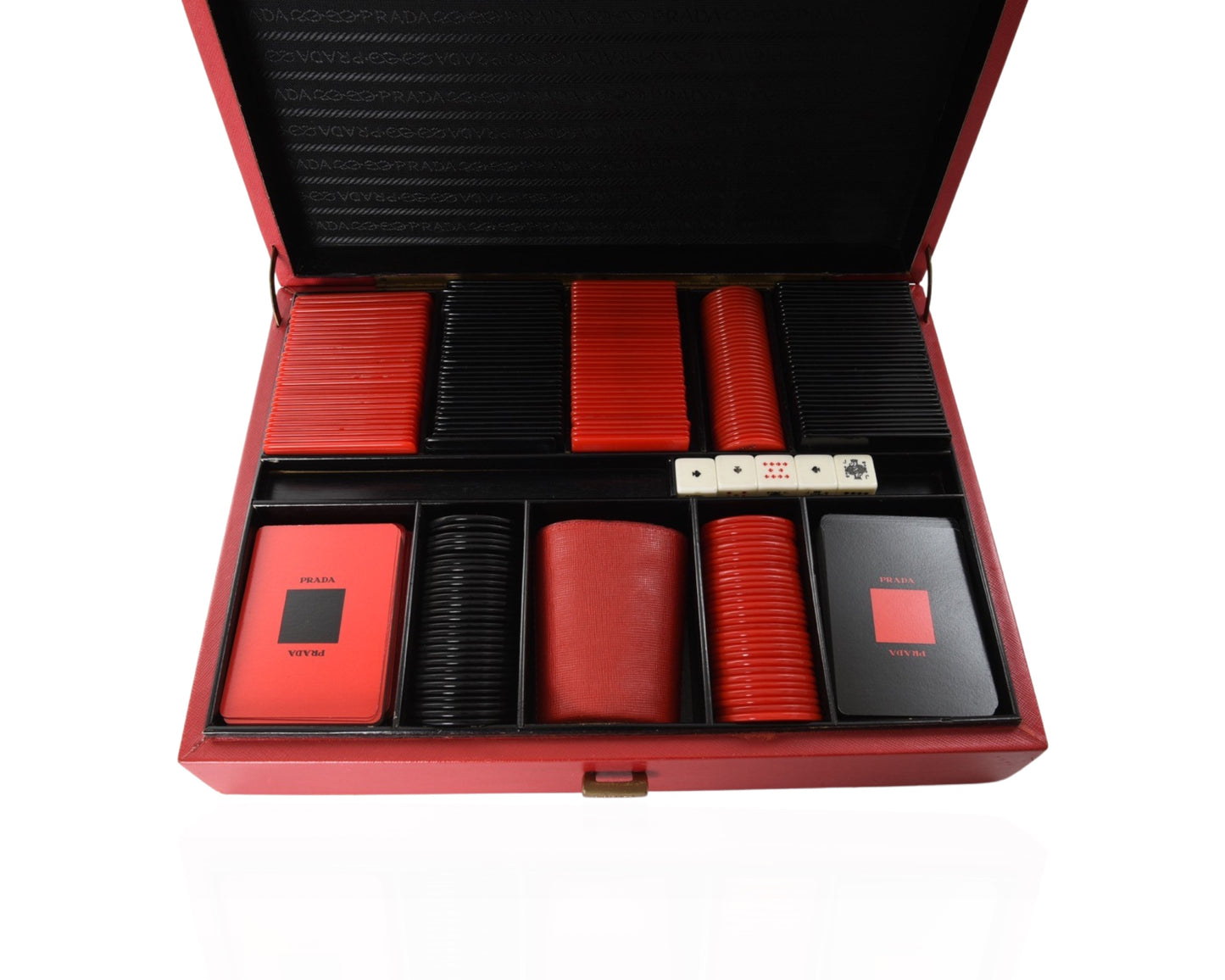 Prada Saffiano Red Leather Poker Set Playing Cards Game
