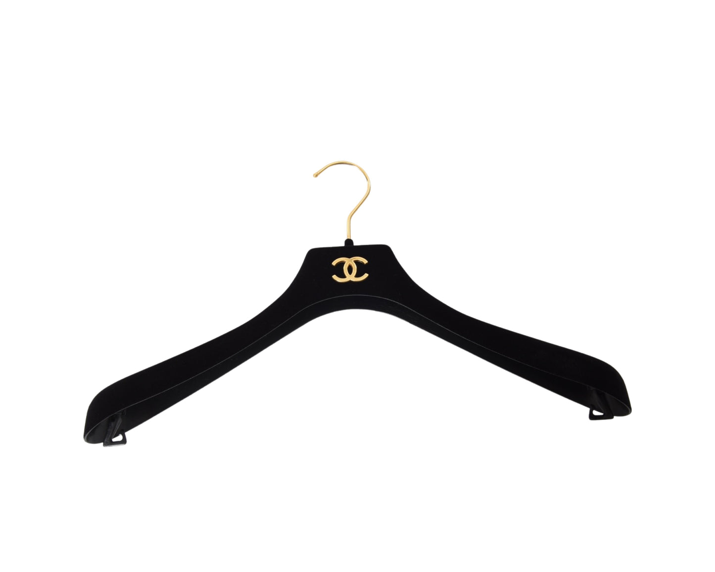 Chanel Coco Clothing Suit Hanger Black Gold Velvet Vintage
