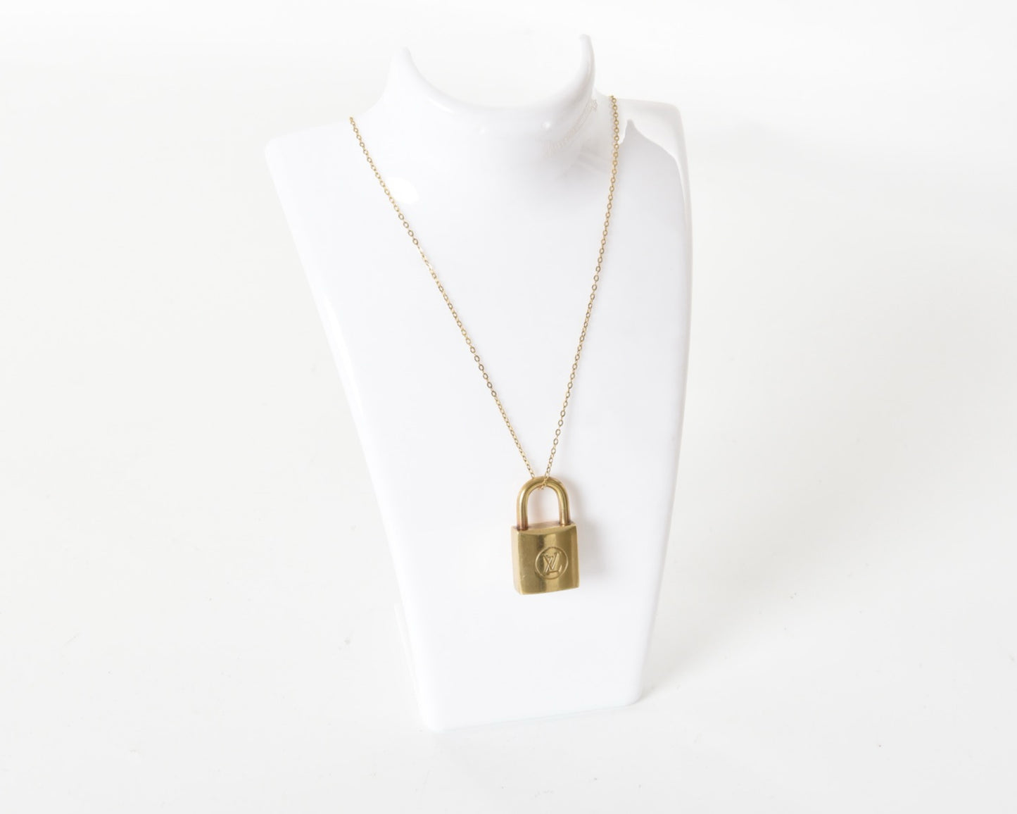 LOUIS VUITTON NECKLACE LV LOCK PADLOCK VINTAGE BRASS CHARM