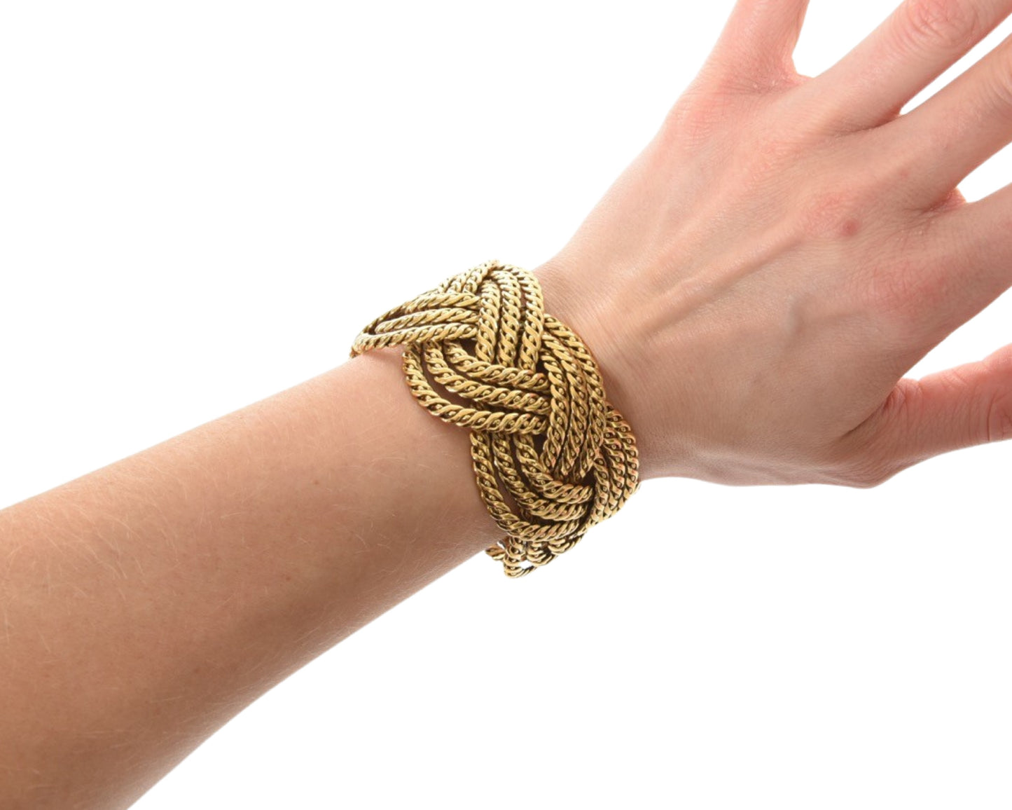 Gianfranco Ferre Bracelet Braided Cuff Twist Grosse Knot Gold Color Metal Vintage
