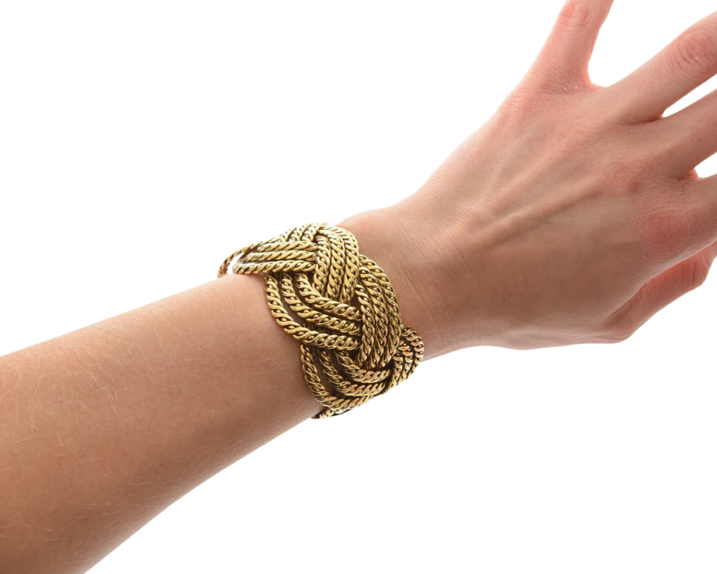 Gianfranco Ferre Bracelet Braided Cuff Twist Grosse Knot Gold Color Metal Vintage