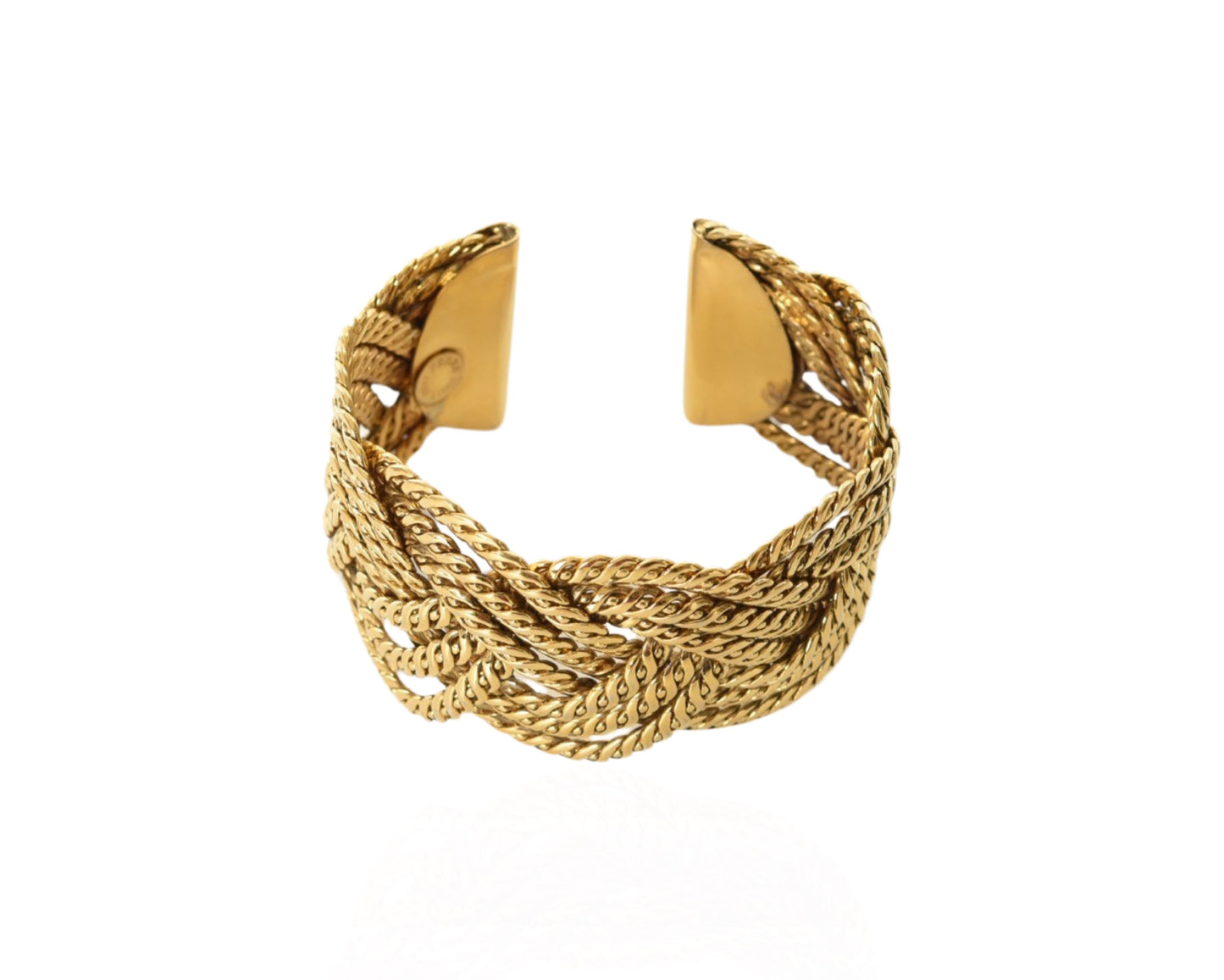 Gianfranco Ferre Bracelet Braided Cuff Twist Grosse Knot Gold Color Metal Vintage