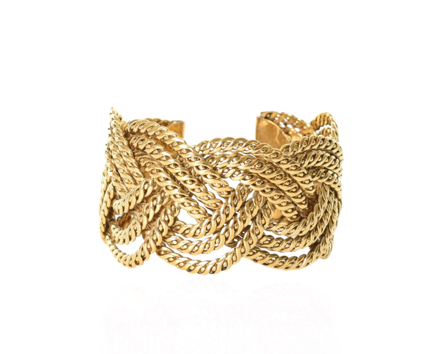 Gianfranco Ferre Bracelet Braided Cuff Twist Grosse Knot Gold Color Metal Vintage