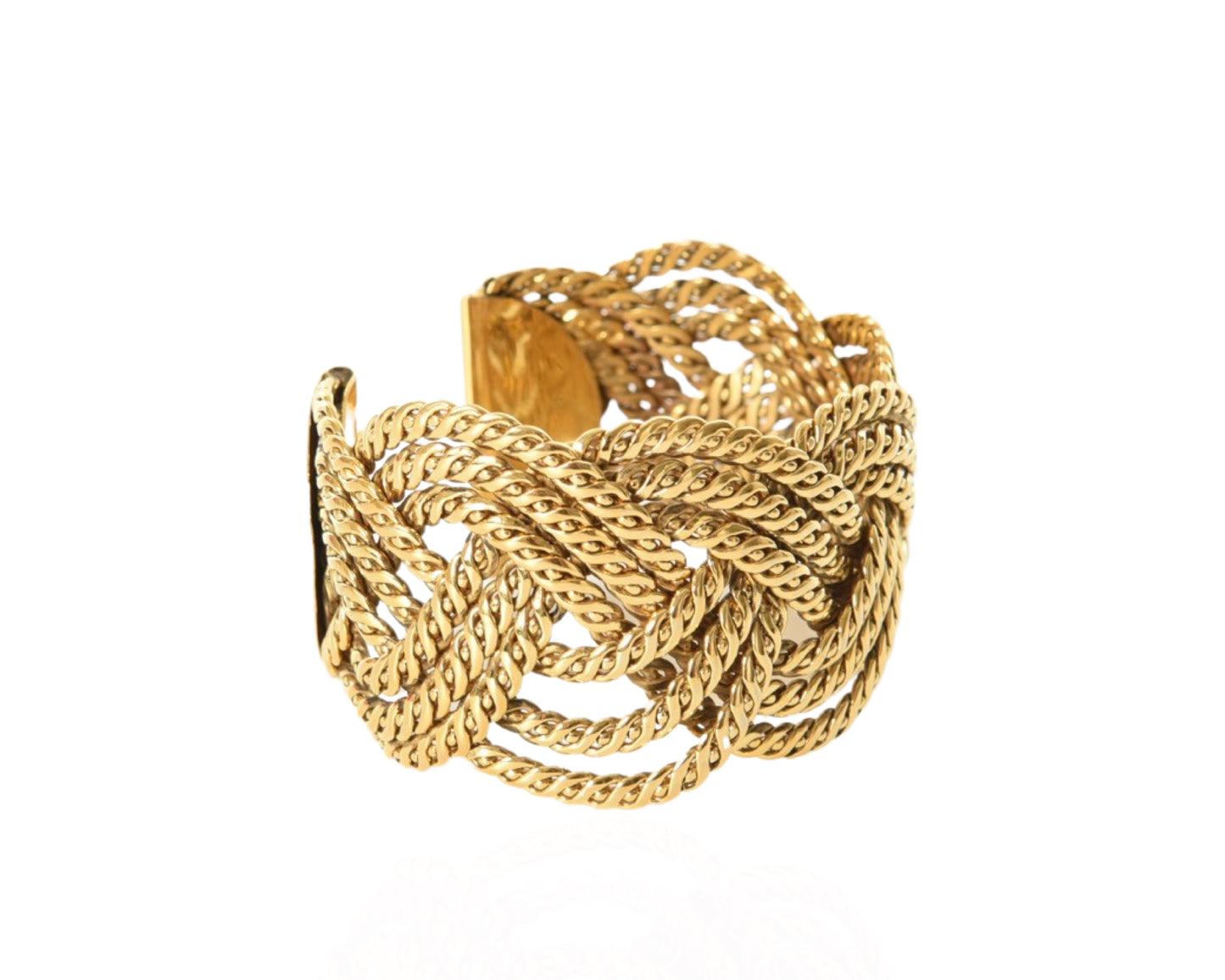 Gianfranco Ferre Bracelet Braided Cuff Twist Grosse Knot Gold Color Metal Vintage