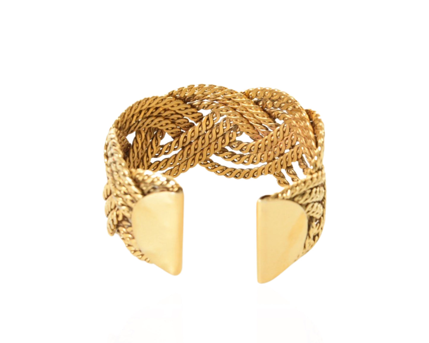 Gianfranco Ferre Bracelet Braided Cuff Twist Grosse Knot Gold Color Metal Vintage