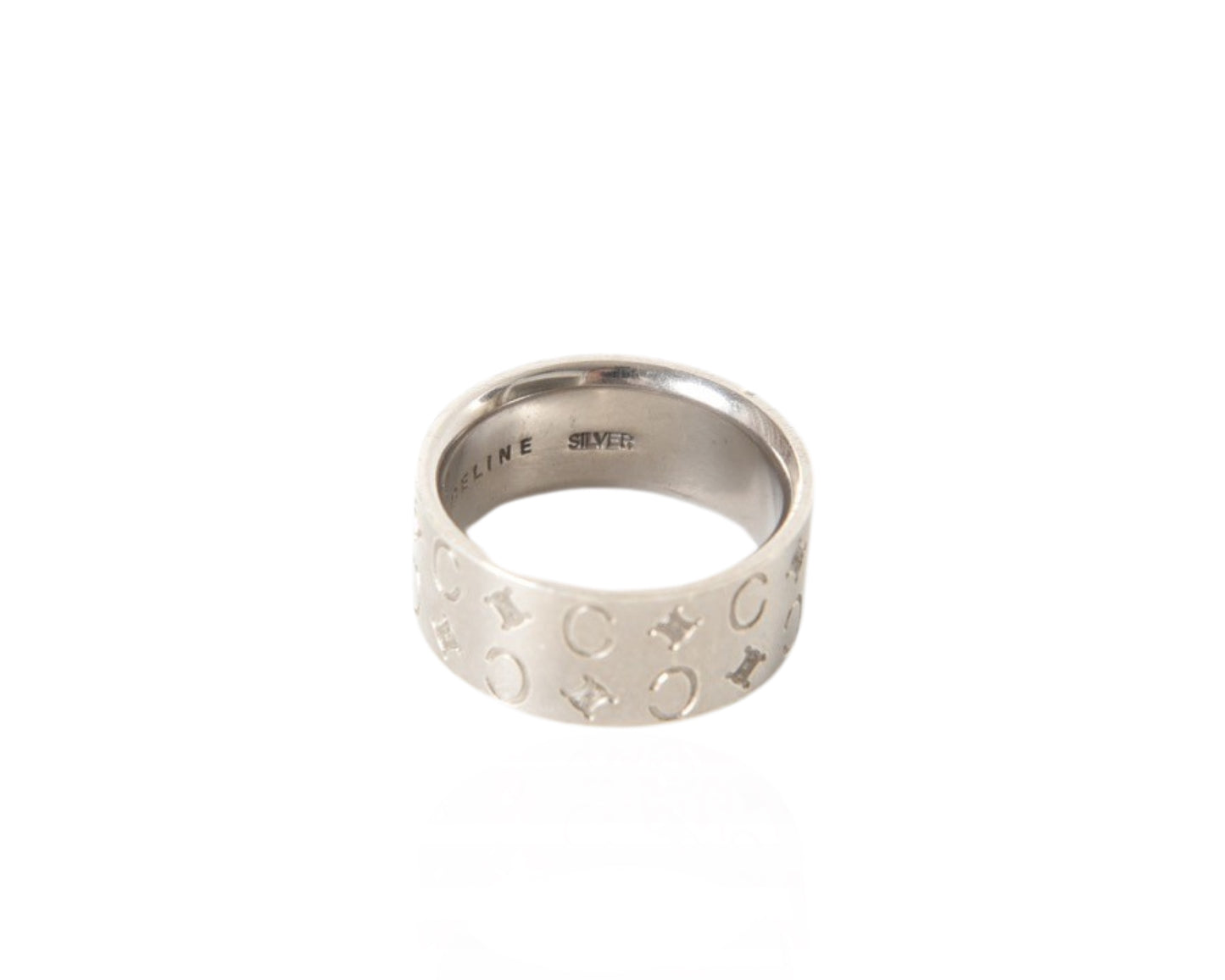 Celine Logo Ring Silver Engraved Size 14