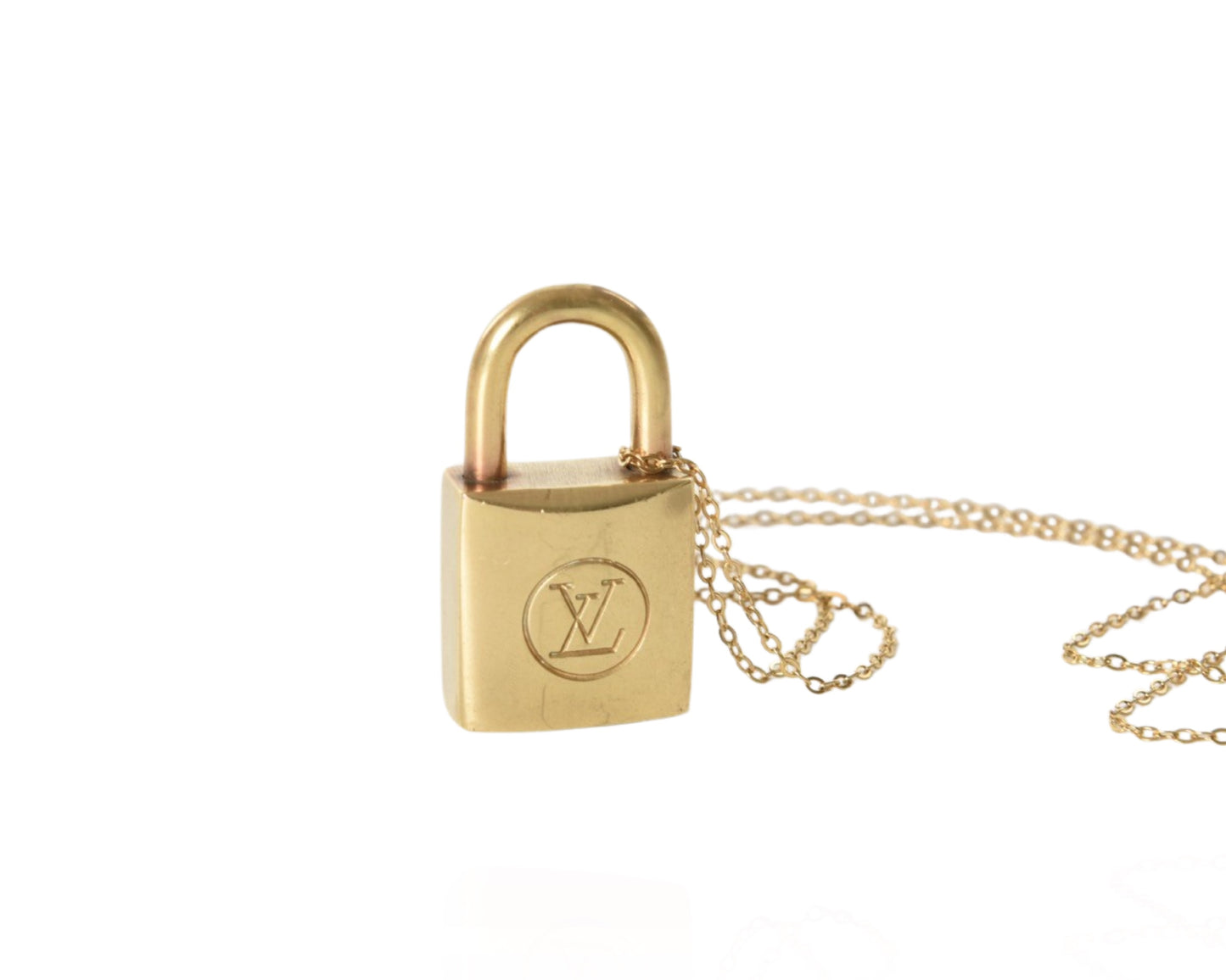 LOUIS VUITTON NECKLACE LV LOCK PADLOCK VINTAGE BRASS CHARM